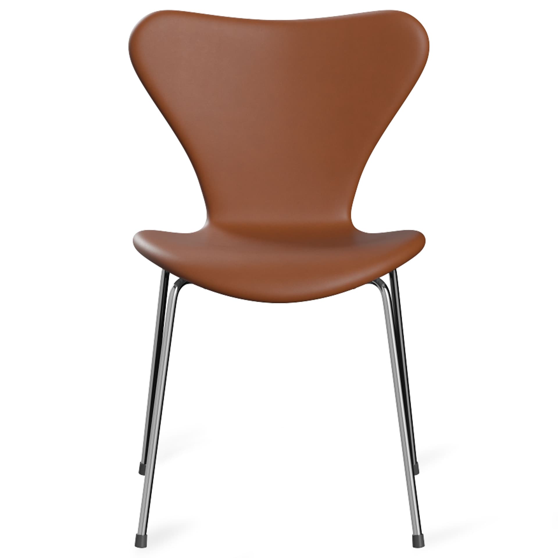 Fritz Hansen - Series 7 stol 3107 heltrukket lær stålram krom essential walnut - Spisestoler - Arne Jacobsen - Brun - Lær/Metall/Tre