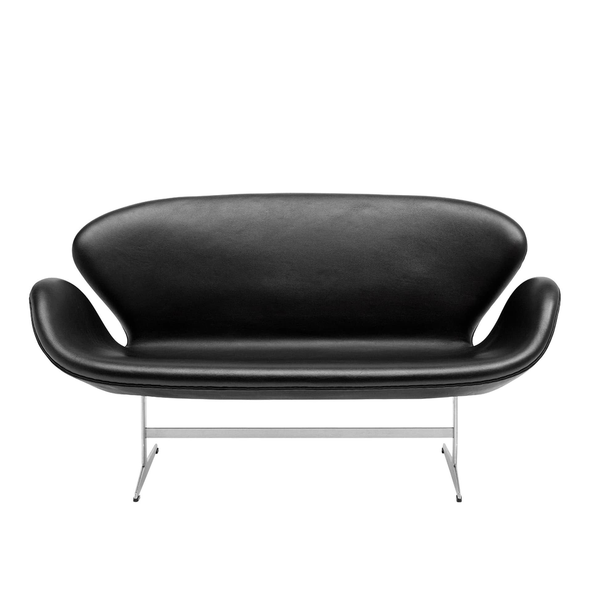 Fritz Hansen - 3321 Svanen Soffa, Läder, Essential Black - Sofaer - Arne Jacobsen - Svart