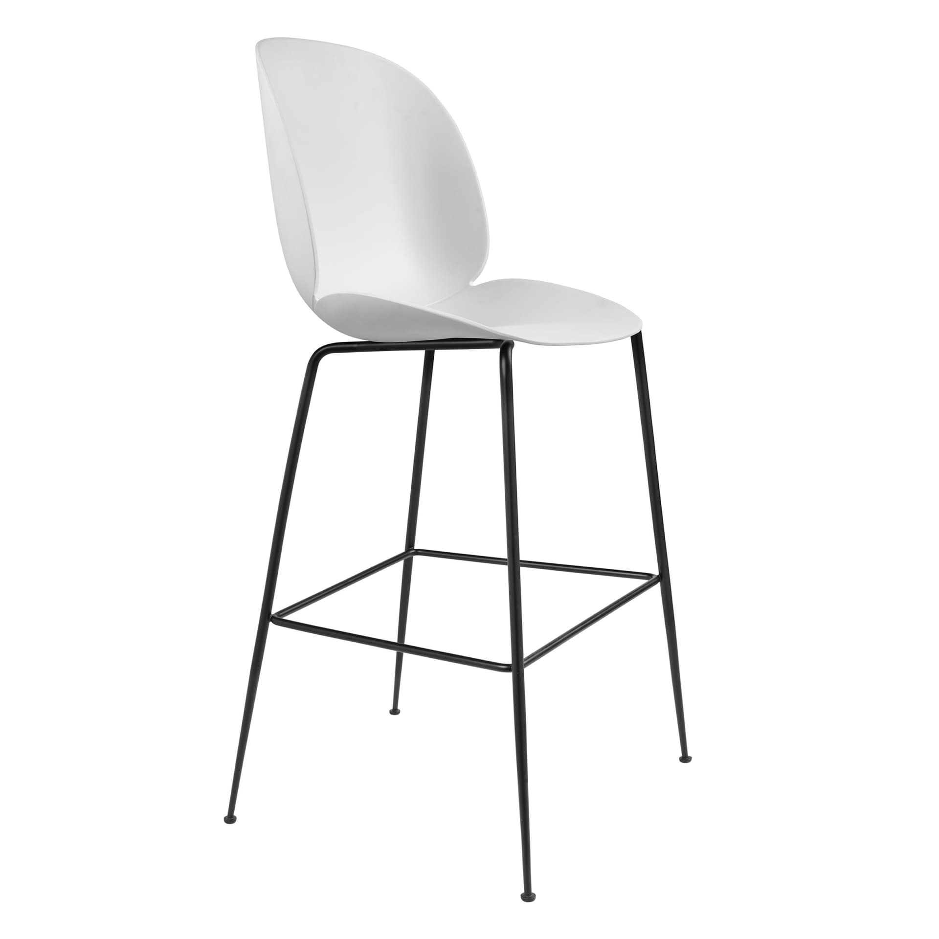 Gubi - Beetle Bar Chair Un-upholstered, Conic Base Black, White Shell, - Barstoler & barkrakker - GamFratesi - Hvit - Metall/Plast