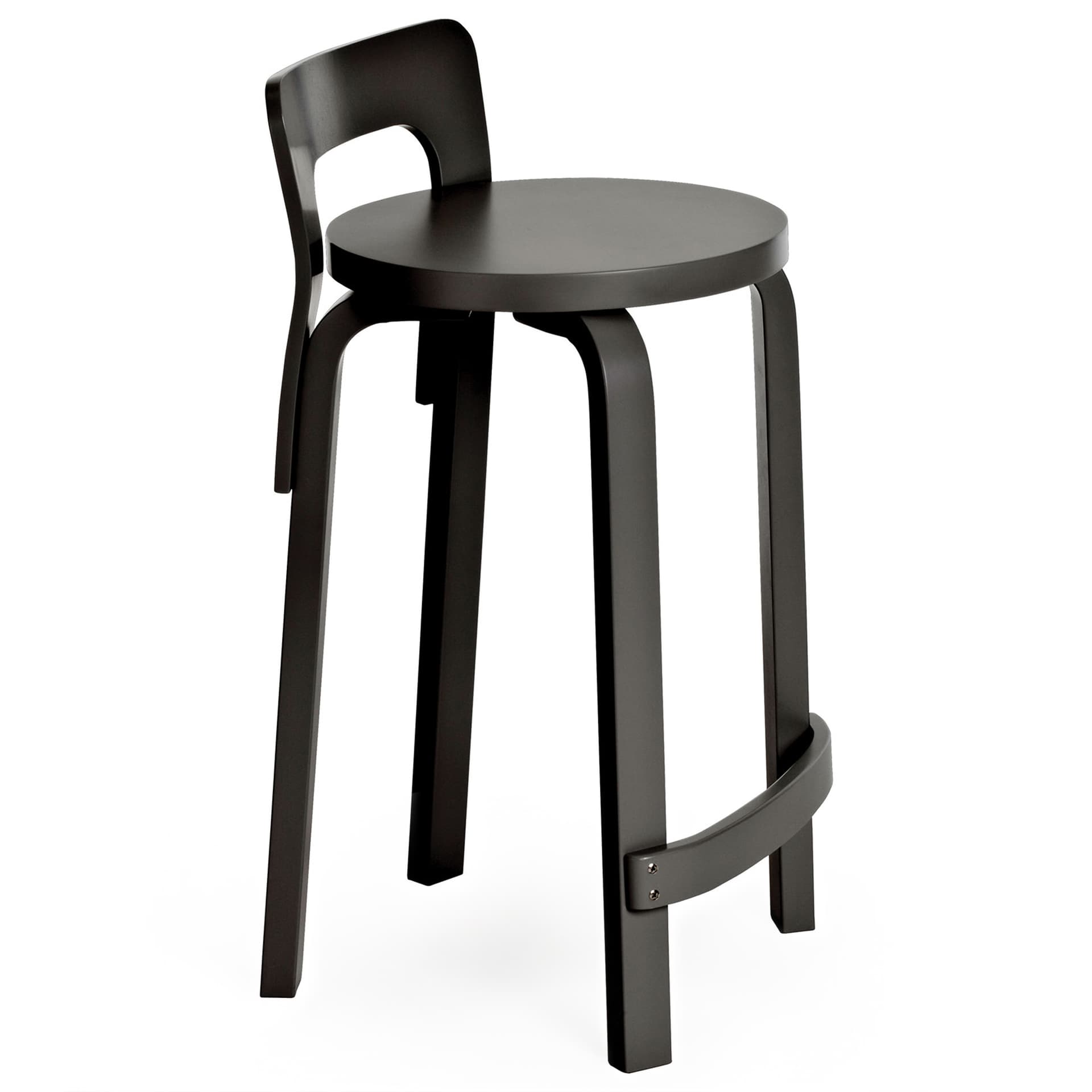 Artek - High Chair K65, Helt svartlackad - Barstoler & barkrakker - Alvar Aalto - Svart - Tre