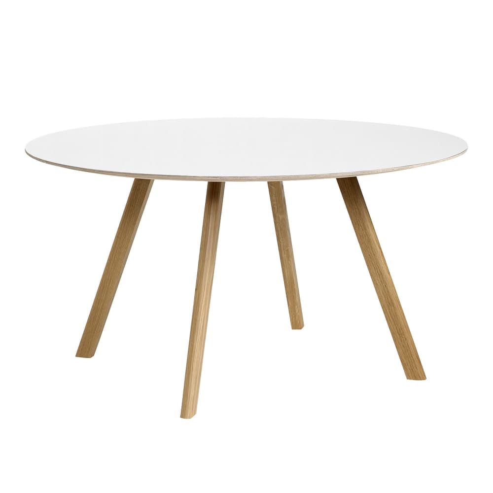 HAY - CPH25 2.0 Table Lacquered Oak Frame Ø140 X H74  White Laminate Tabletop Lacquered Edge - Spisebord - Ronan & Erwan Bouroullec - Hvit - Tre