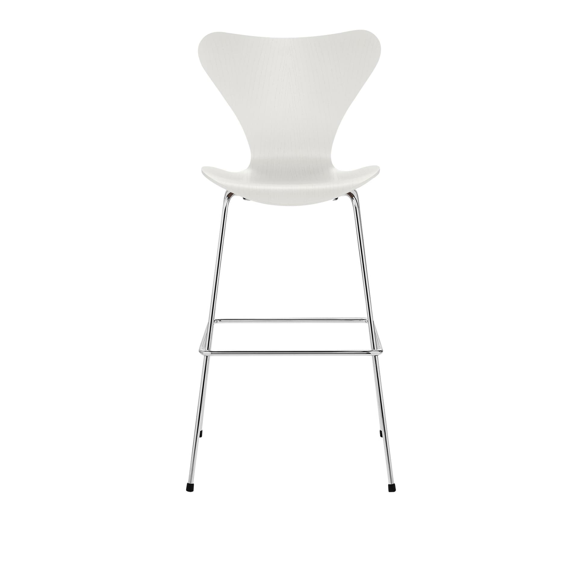 Fritz Hansen - 3197 Sjuan Färgad askfanér - Vit - Barstoler & barkrakker - Arne Jacobsen - Hvit - Metall/Tre