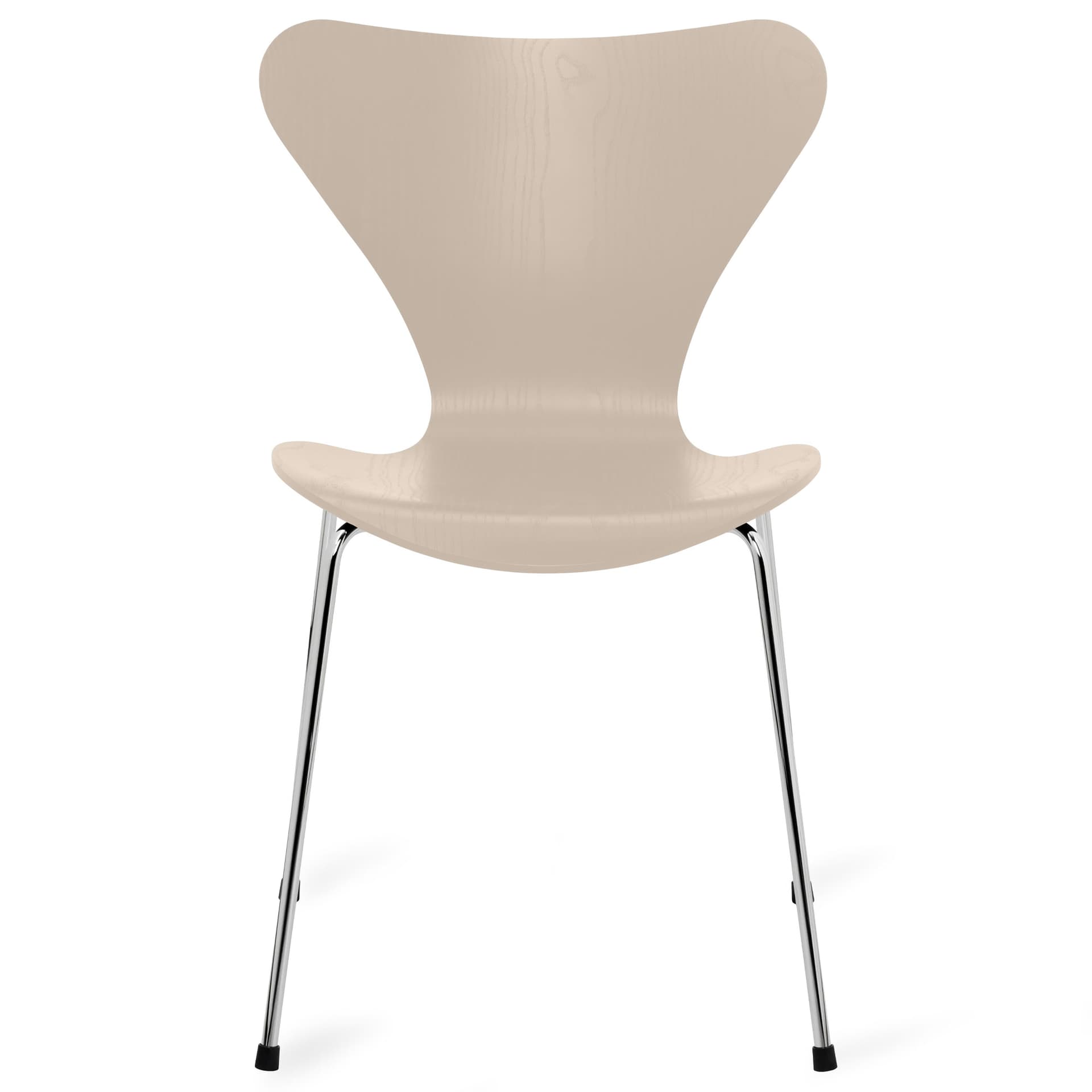 Fritz Hansen - Series 7 stol 3107 farget askfiner stålram krom light beige - Spisestoler - Arne Jacobsen - Beige - Metall/Tre