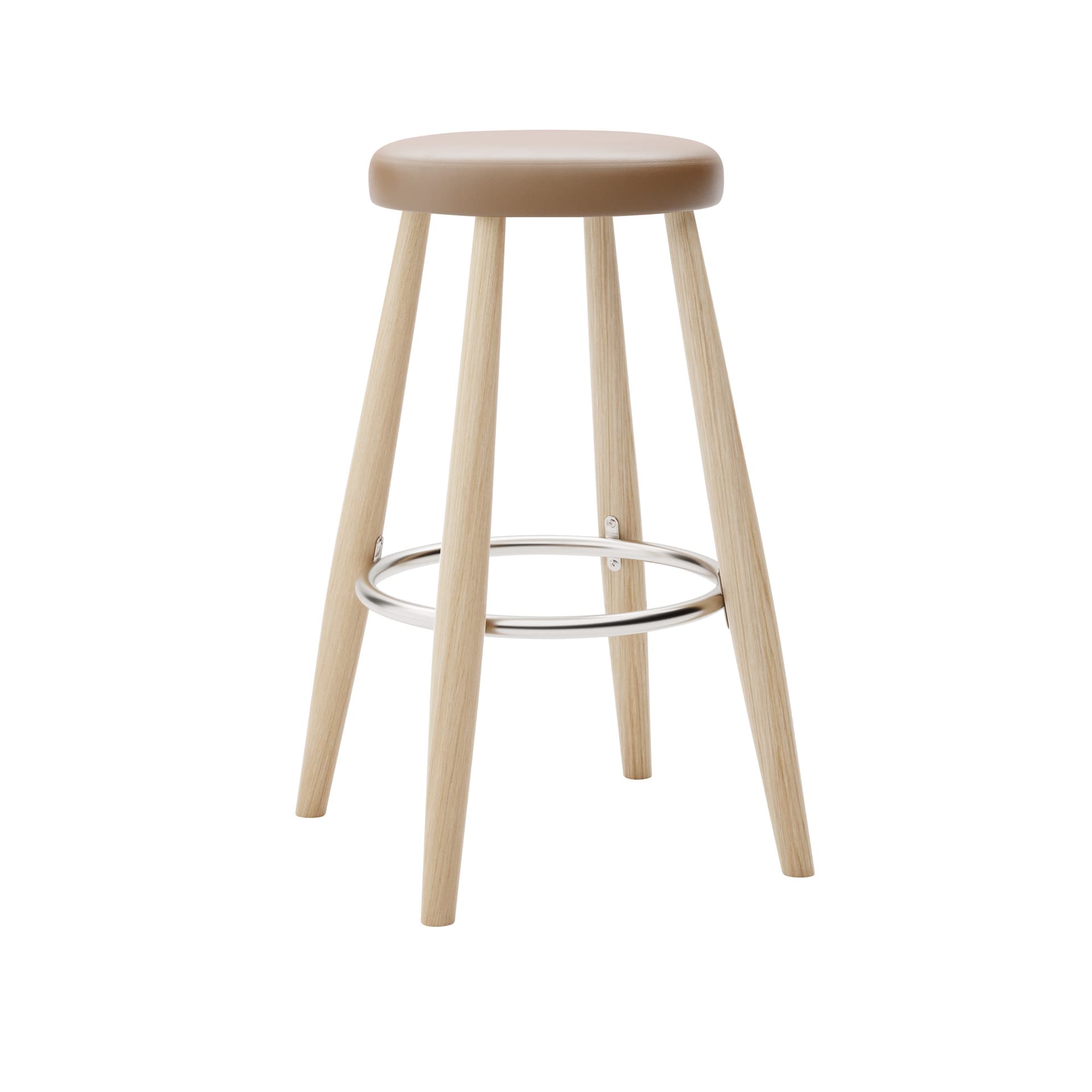 Carl Hansen - CH58 Low Stool, Vitoljad Ek, Lädergrupp C Sif - 91 - Barstoler & barkrakker - Hans J. Wegner - Tre farget - Lær/Metall/Tre
