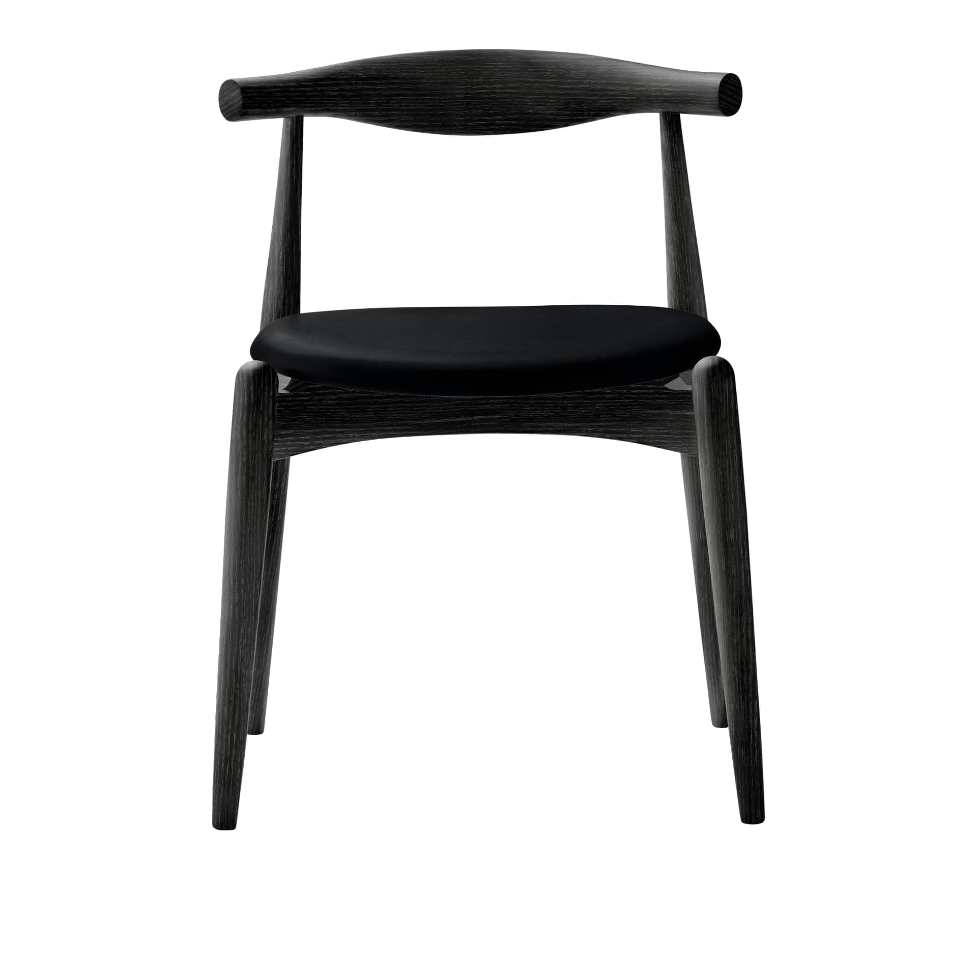 Carl Hansen - CH20, Svartlackad Ek, Lädergrupp C Sif - 98 - Spisestoler - Hans J. Wegner - Svart - Tre
