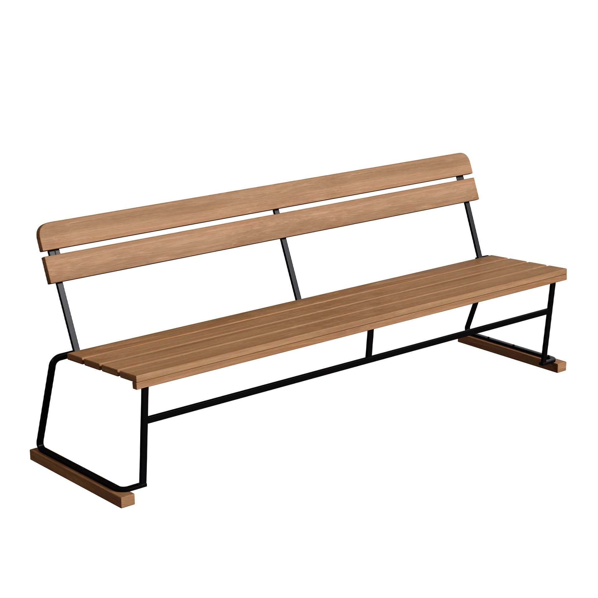 Grythyttan Stålmöbler - Soffa 5 Obehandlad Teak / Svart Stativ - Hagebenker & sofaer - Tre farget - Metall/Tre