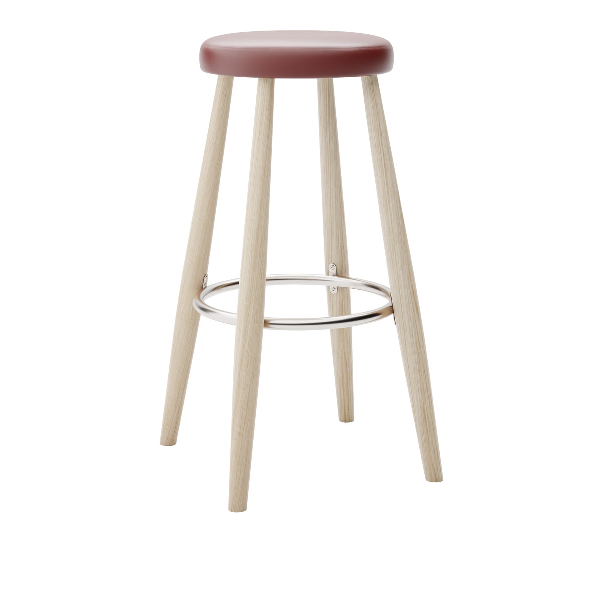 Carl Hansen - CH56 High Stool, Tvålad Ek, Lädergrupp B Thor - 332 - Barstoler & barkrakker - Hans J. Wegner - Tre farget - Lær/Metall/Tre