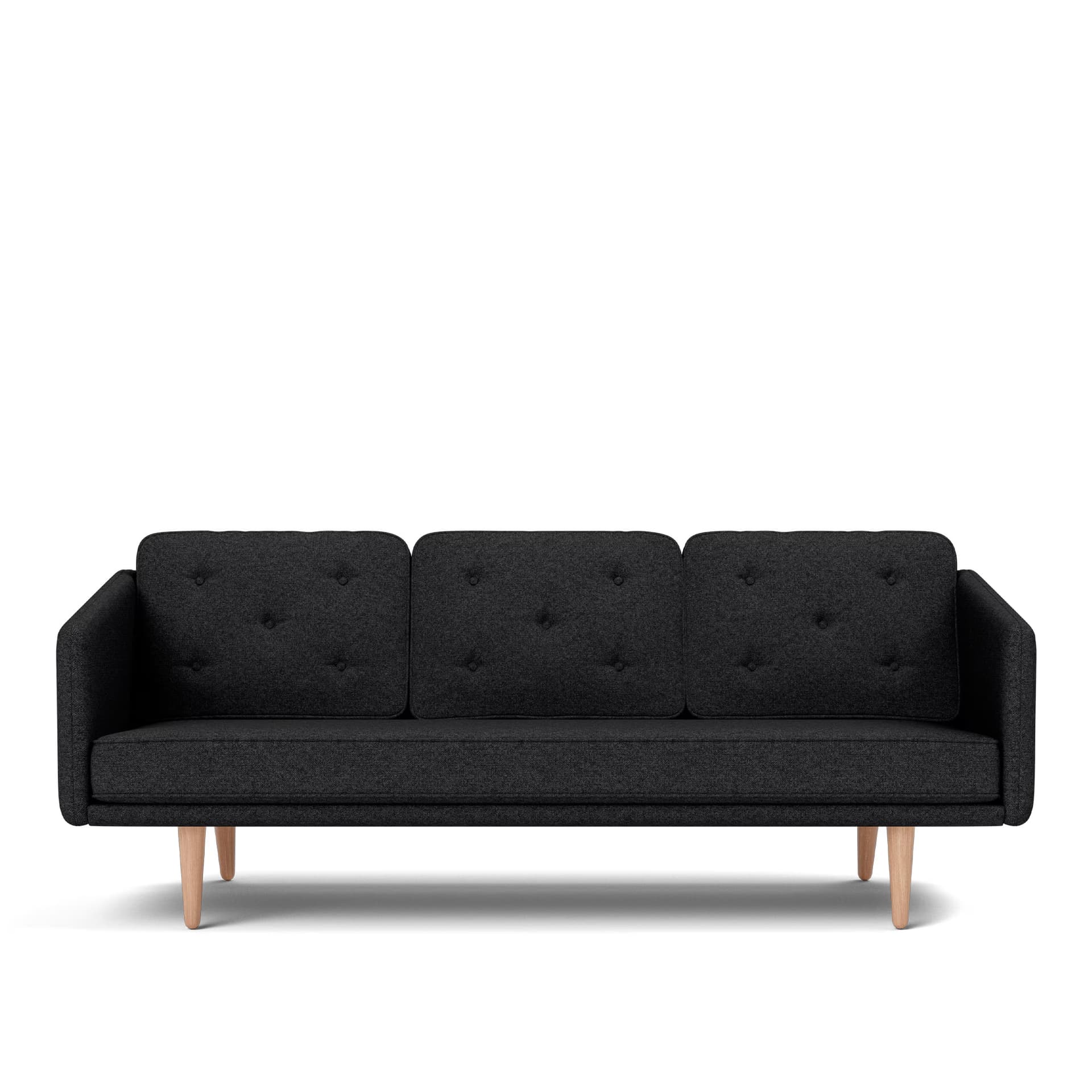 Fredericia Furniture - No. 1 Sofa - 3 seater - 206 cm - Hallingdal 180 - Oak oil - Sofaer - Børge Mogensen - Svart - Tekstilmateriale