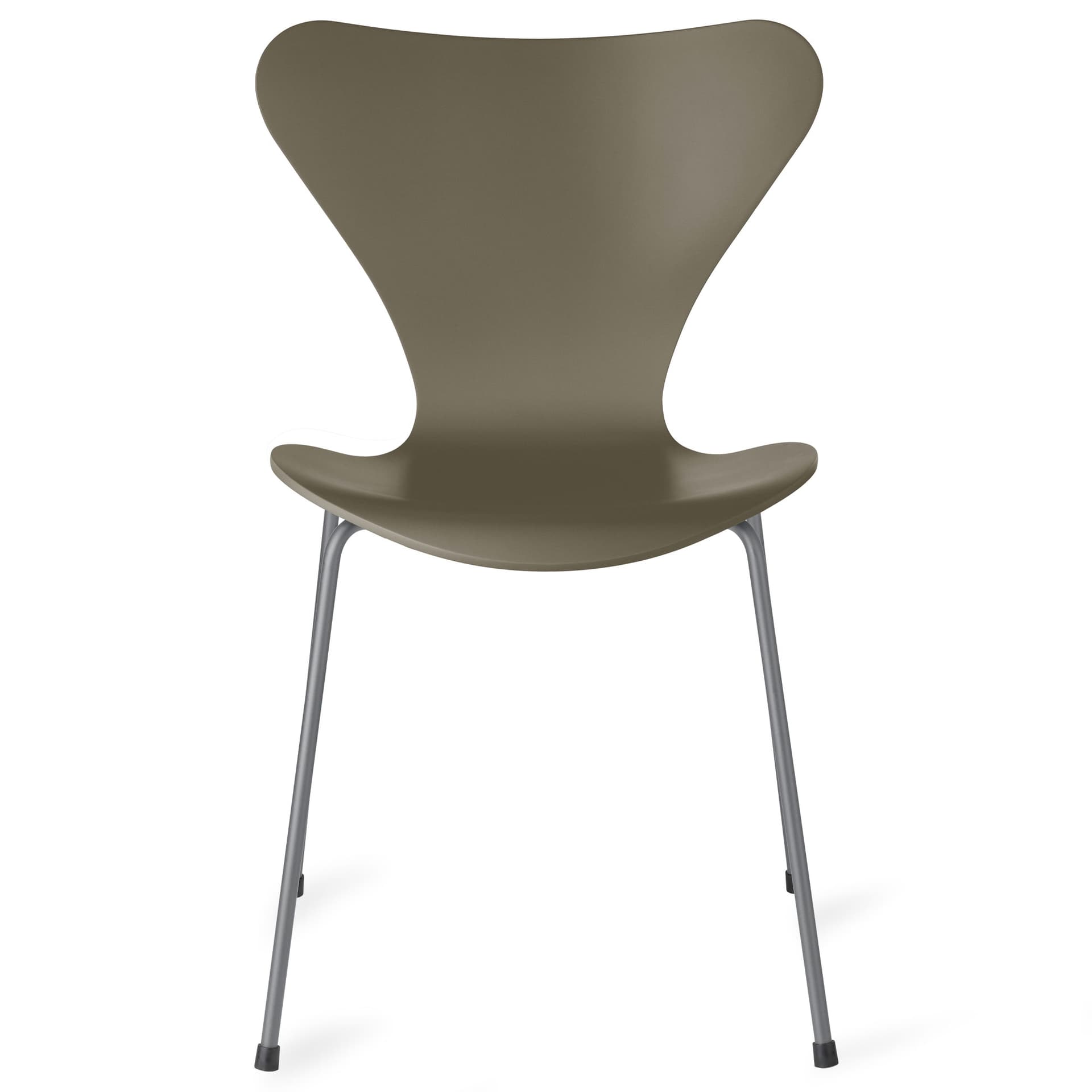 Fritz Hansen - Series 7 stol 3107 bøkfiner stålunderstell sølvgrå olive green - Spisestoler - Arne Jacobsen - Grønn - Metall/Tre