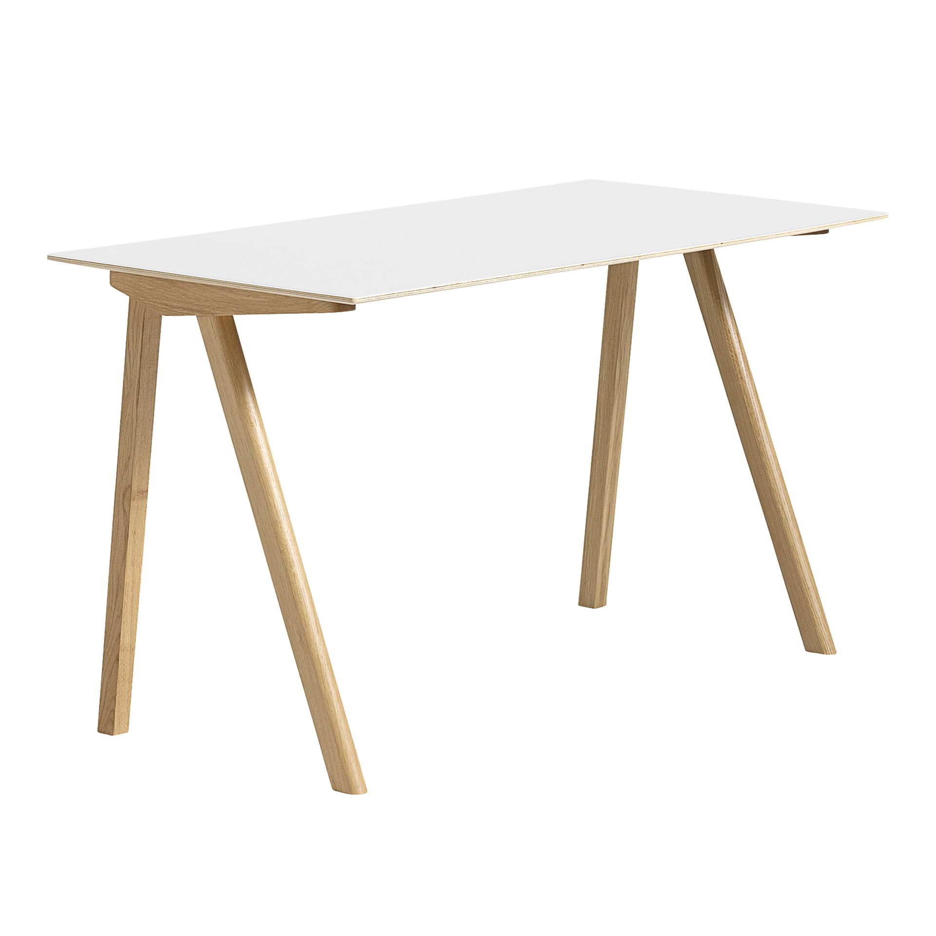 HAY - CPH90 2.0 Desk Lacquered Oak Frame L130 X W65 X H74  White Laminate Tabletop Lacquered Edge - Skrivebord - Ronan & Erwan Bouroullec - Hvit - Tre