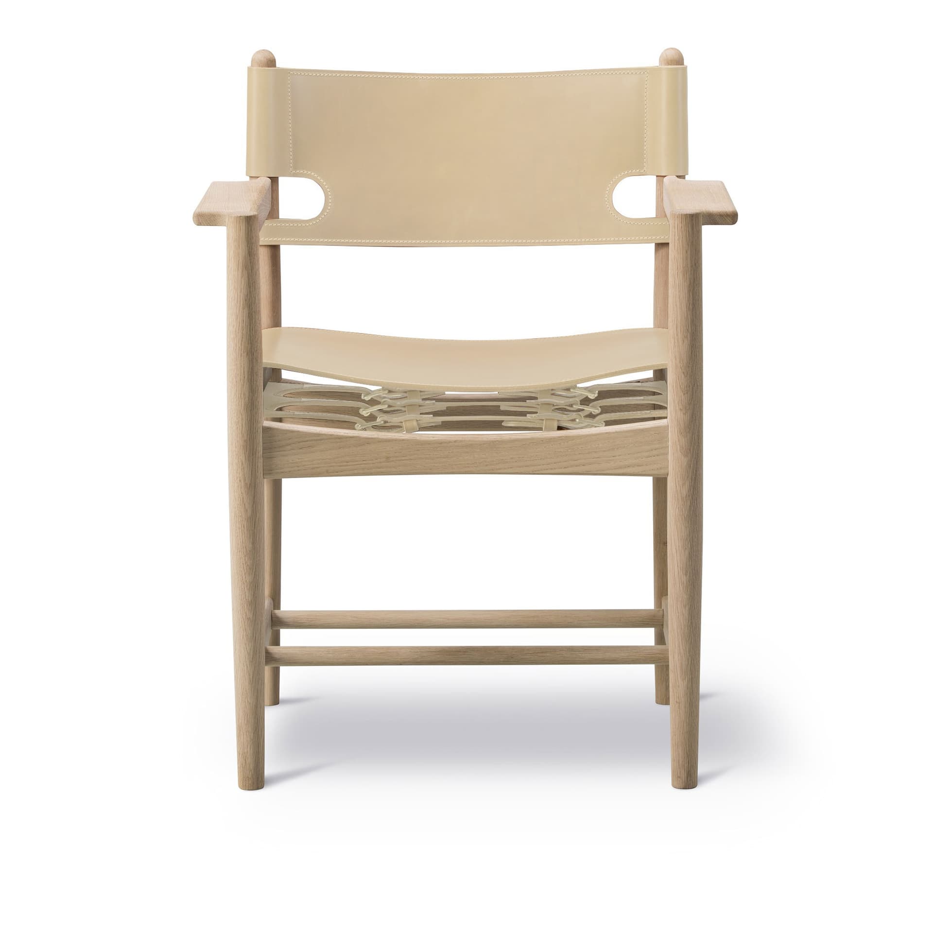 Fredericia Furniture - The Spanish Dining Armchair, Oak soap,  Natural leather - Spisestoler - Børge Mogensen - Beige - Lær/Tre