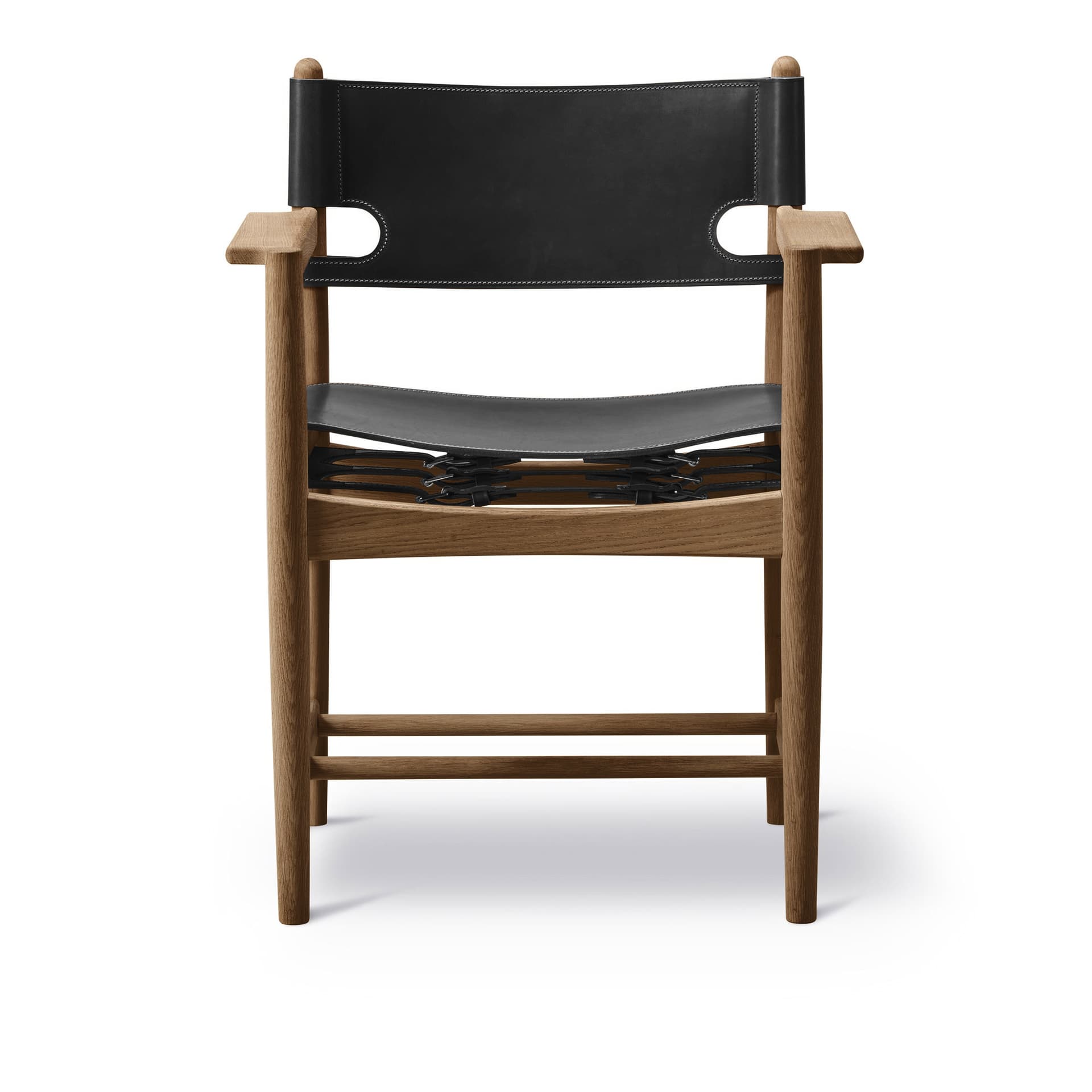 Fredericia Furniture - The Spanish Dining Armchair, Smoked oak,  Black leather - Spisestoler - Børge Mogensen - Svart - Lær/Tre