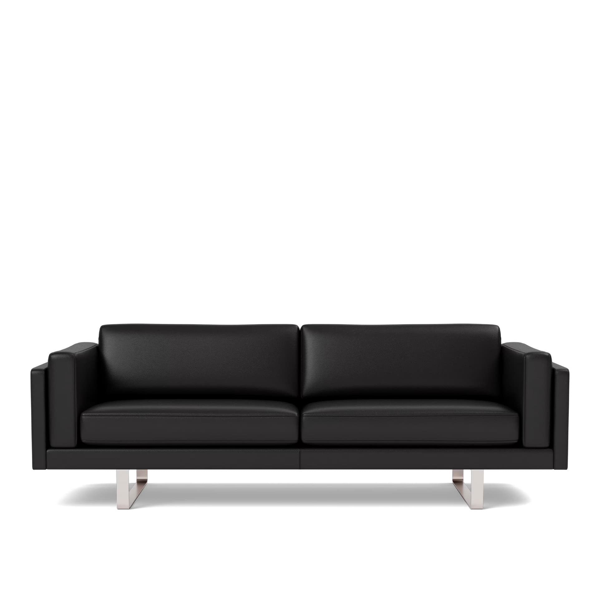 Fredericia Furniture - EJ280 Sofa - 3 seater - 240 cm - Leather Omni 301 - Black - Down wrap - Brushed chrome - sledge base (High) - Sofaer - Erik Jørgensen Studio
