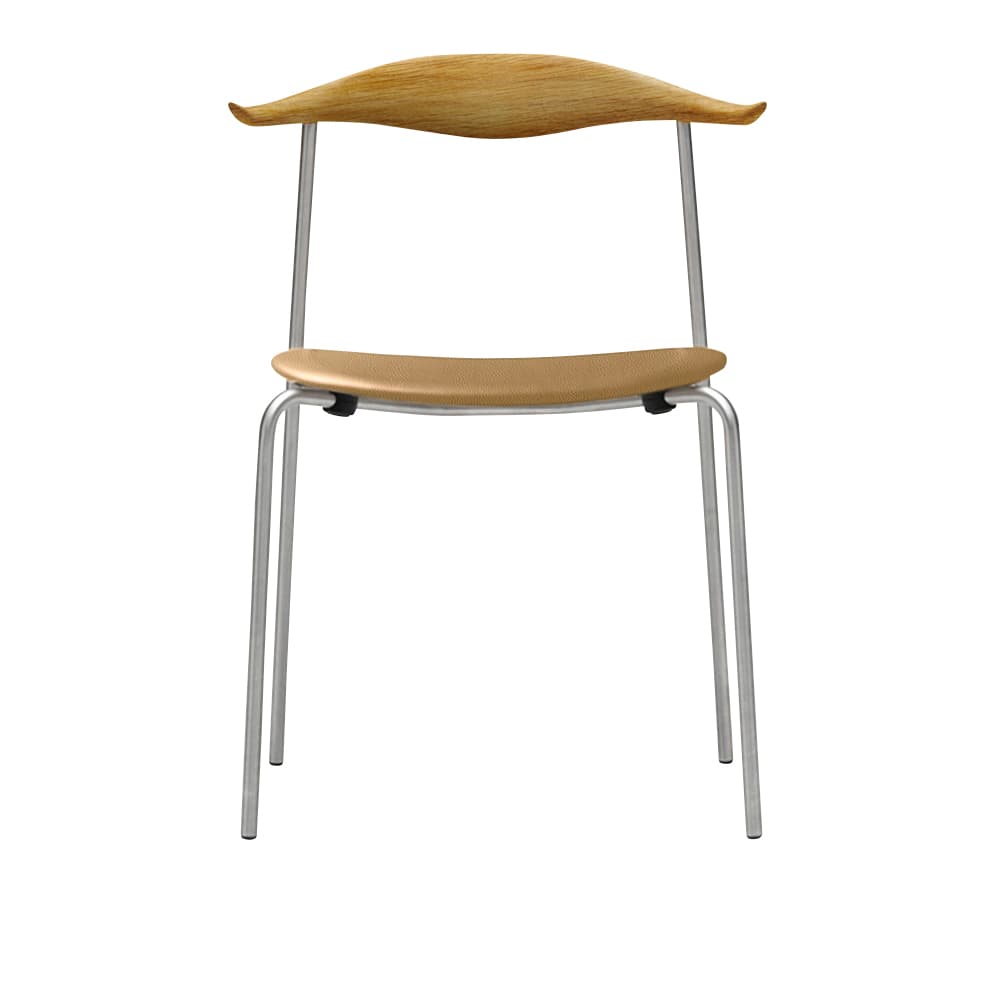 Carl Hansen - CH88P - Klädd sits, Oljad Ek, Lädergrupp B Thor - 325, Ben i Rostfritt stål - Spisestoler - Hans J. Wegner - Beige - Metall/Tre