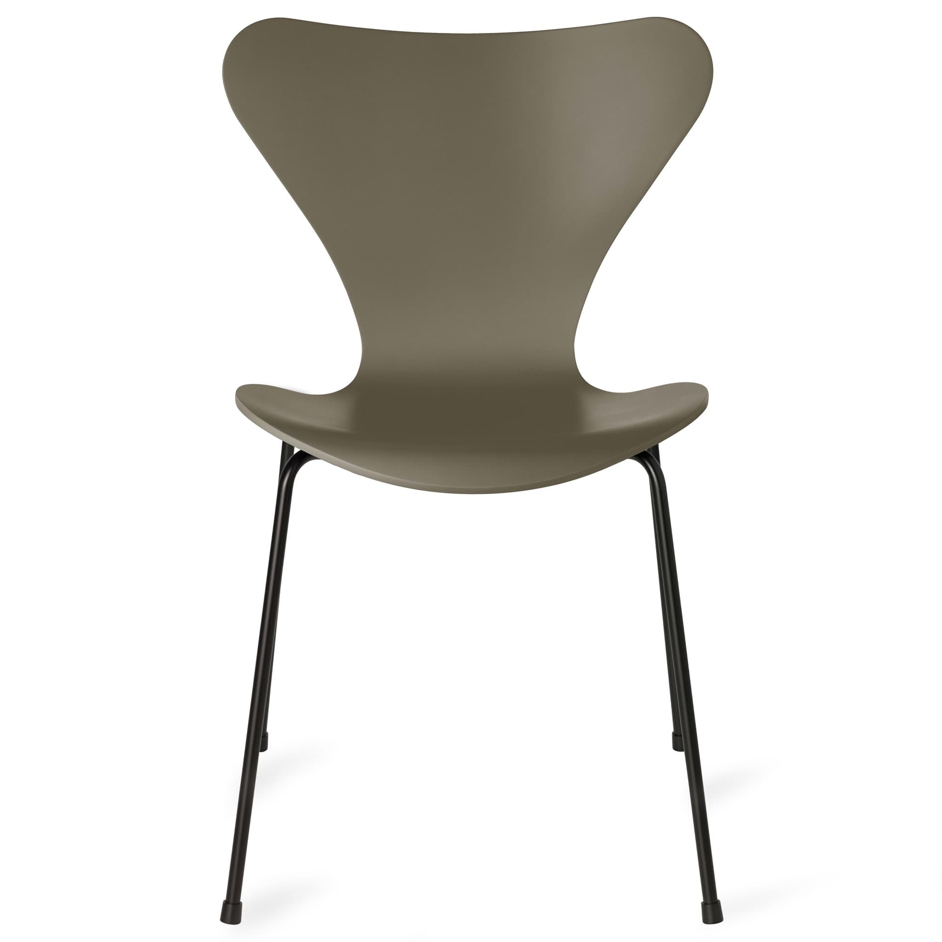 Fritz Hansen - Series 7 stol 3107 bøkfiner stålunderstell svart olive green - Spisestoler - Arne Jacobsen - Grønn - Metall/Tre