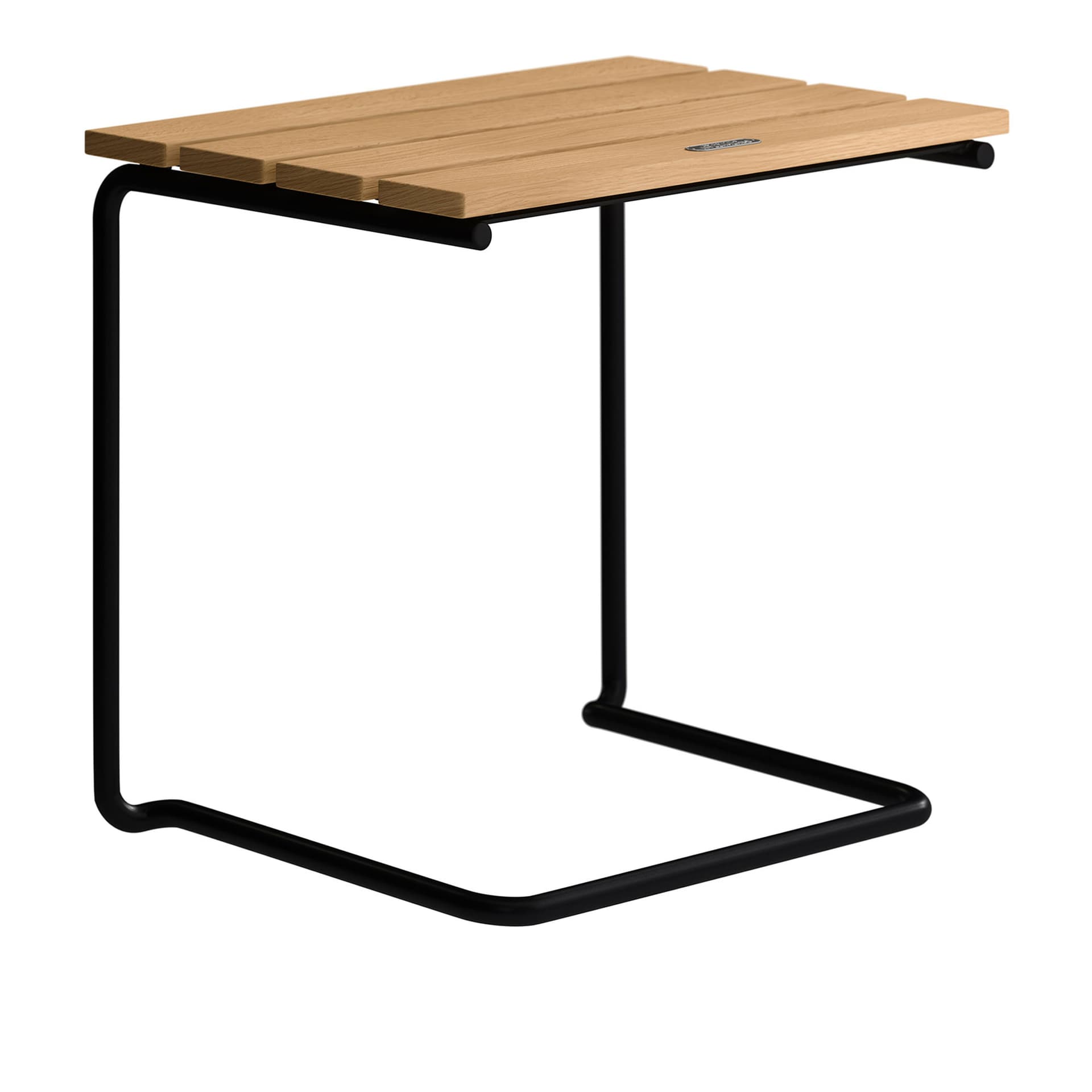 Grythyttan Stålmöbler - Footstool A3 Oiled Oak With Black Steel Base - Utendørs krakker & puffer - Jan-Olof Ågren,Maria Håård - Tre farget - Metall/Tre