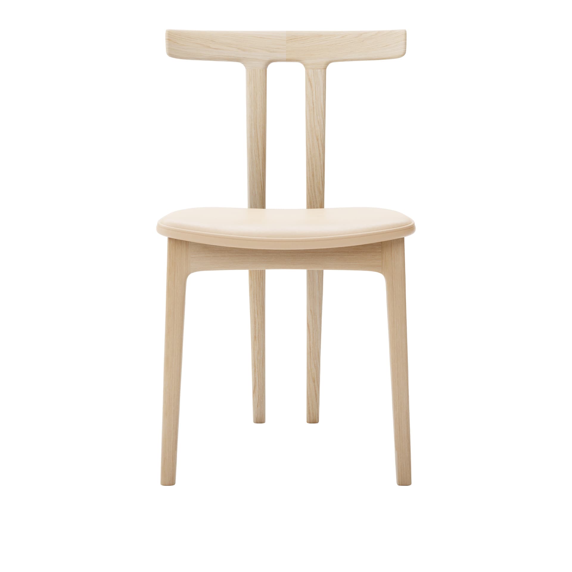 Carl Hansen - OW58, T-Chair, White Oiled Oak, Leather Cat. C Sif 90 - Spisestoler - Ole Wanscher - Tre farget - Lær/Tre/Skum