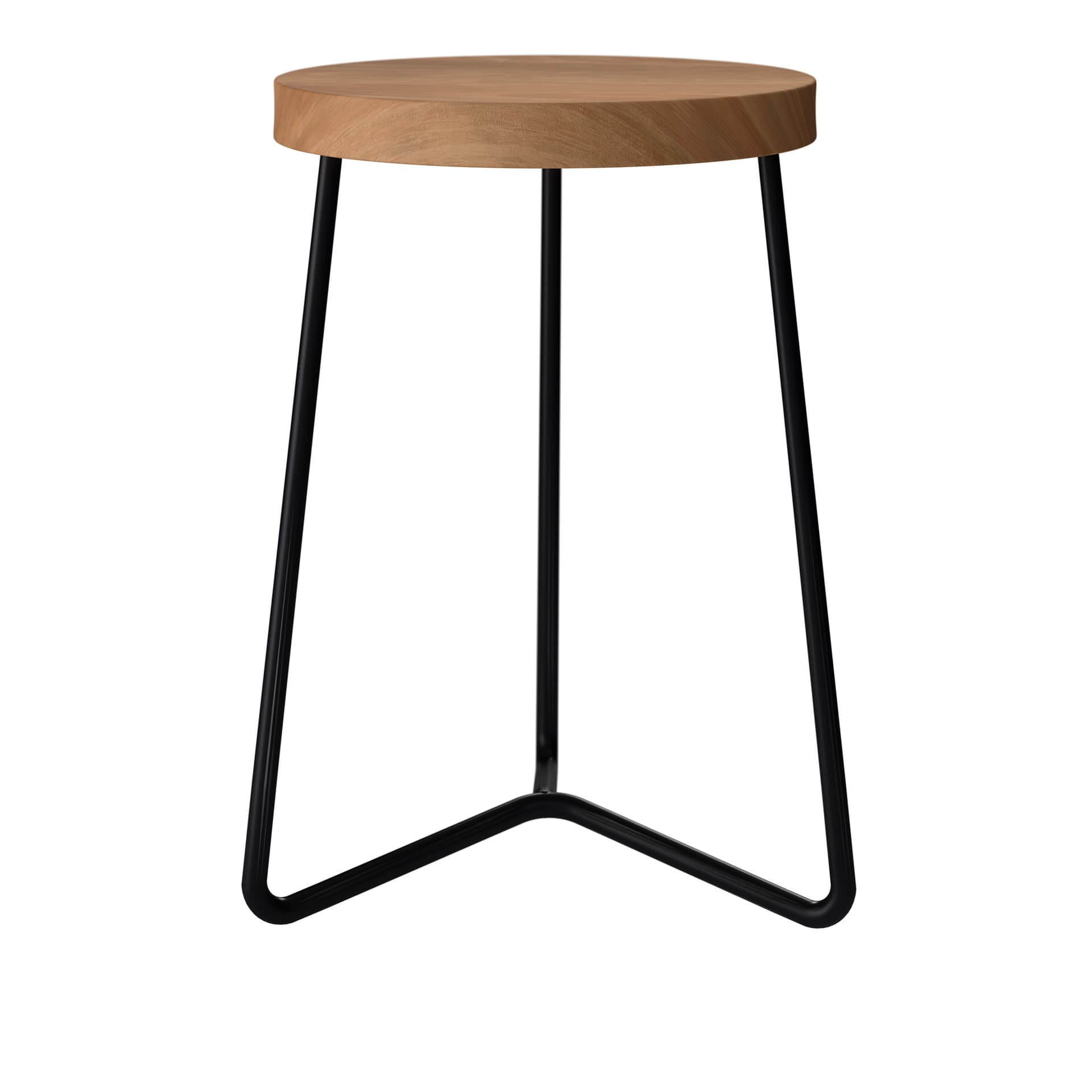 Grythyttan Stålmöbler - V1 Pall 45 cm Obehandlad Teak / Svart Stativ - Utendørs krakker & puffer - Artur Lindqvist - Tre farget
