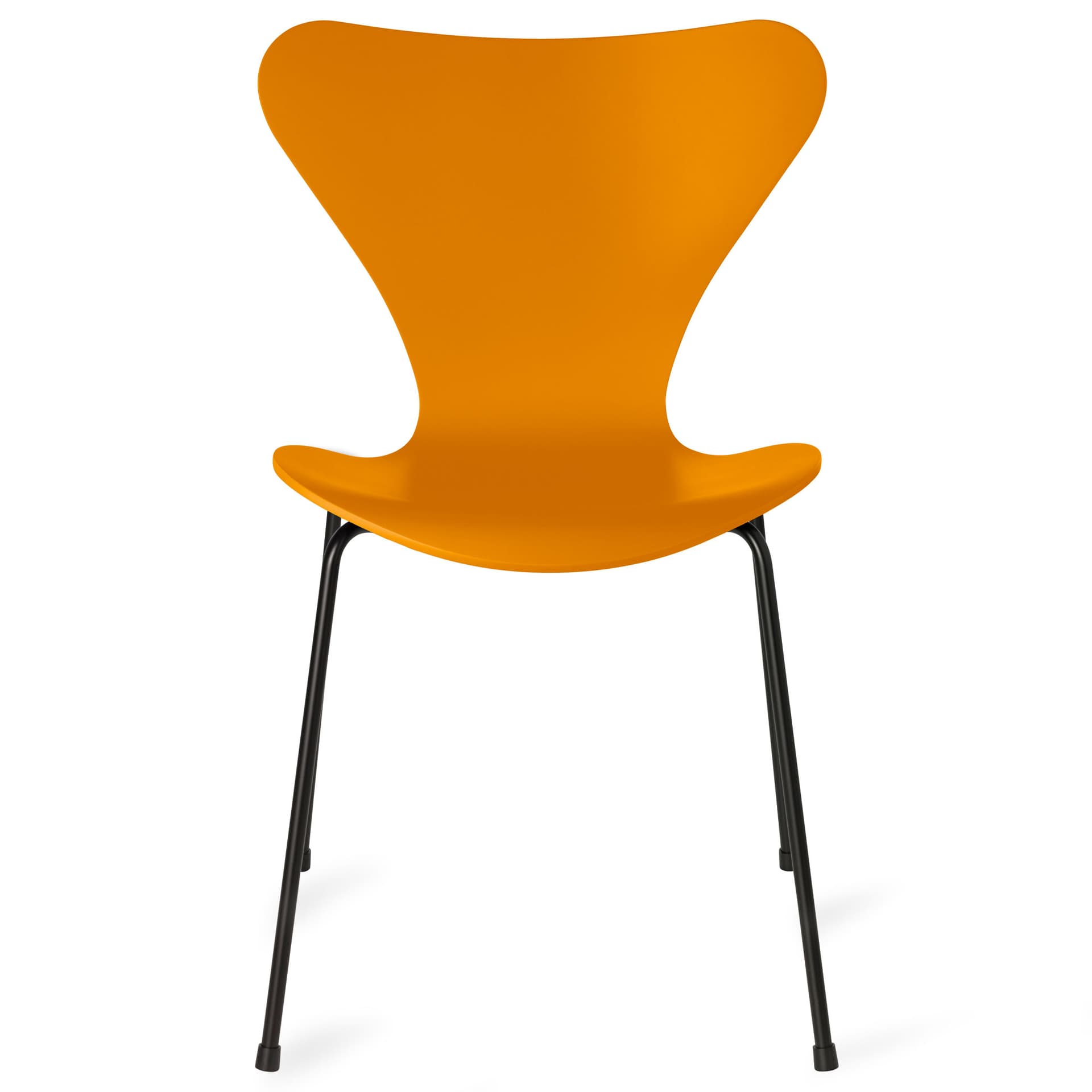 Fritz Hansen - Series 7 stol 3107 bøkfiner stålunderstell svart burnt yellow - Spisestoler - Arne Jacobsen - Gul - Metall/Tre