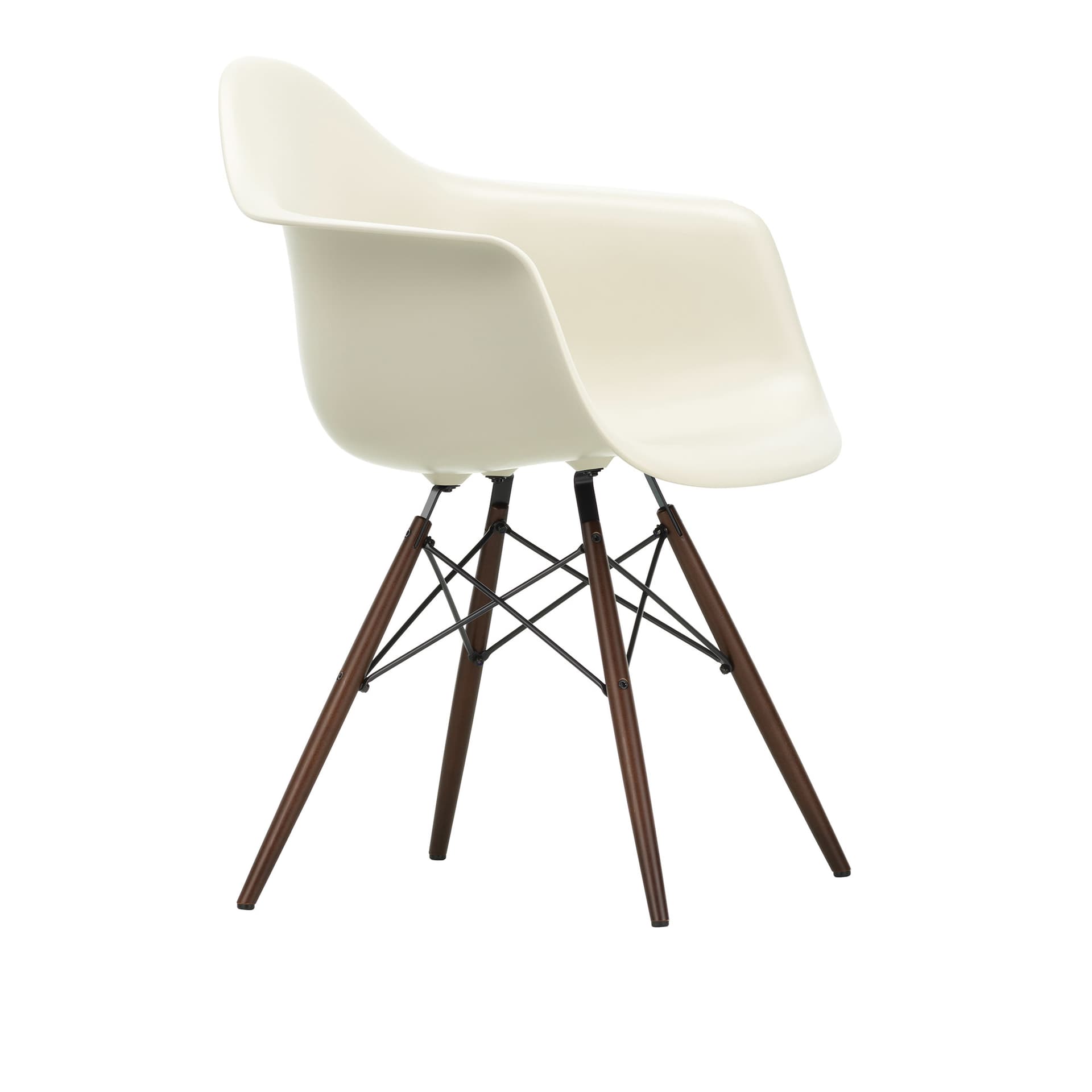 Vitra - Eames Plastic Armchair DAW - 11 Pebble - Dark Maple - Spisestoler - Charles & Ray Eames - Hvit - Metall/Tre/Plast