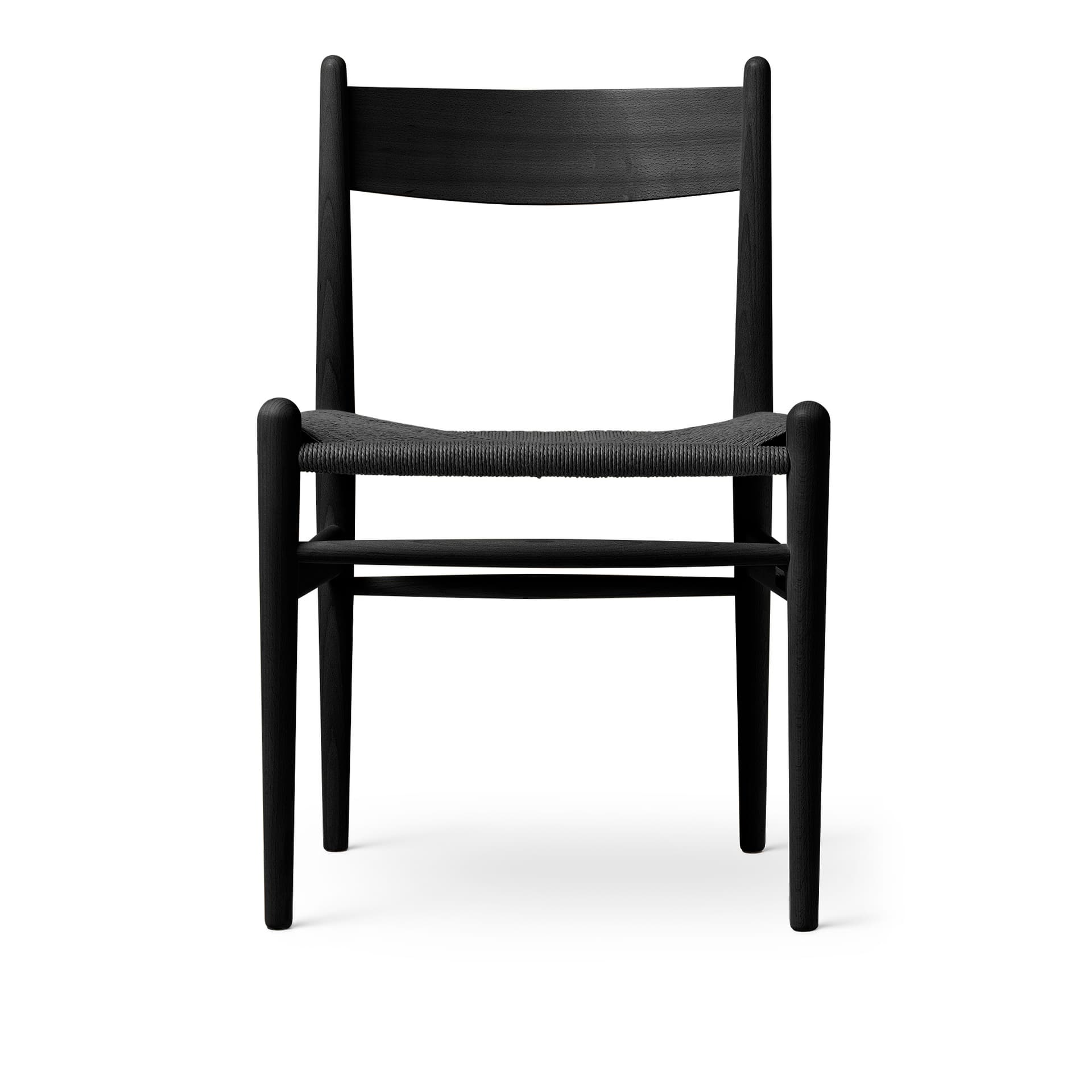 Carl Hansen - CH36, Lackerad Bok, Black, Svartflätat papperssnöre - Spisestoler - Hans J. Wegner - Svart - Papir/Tre