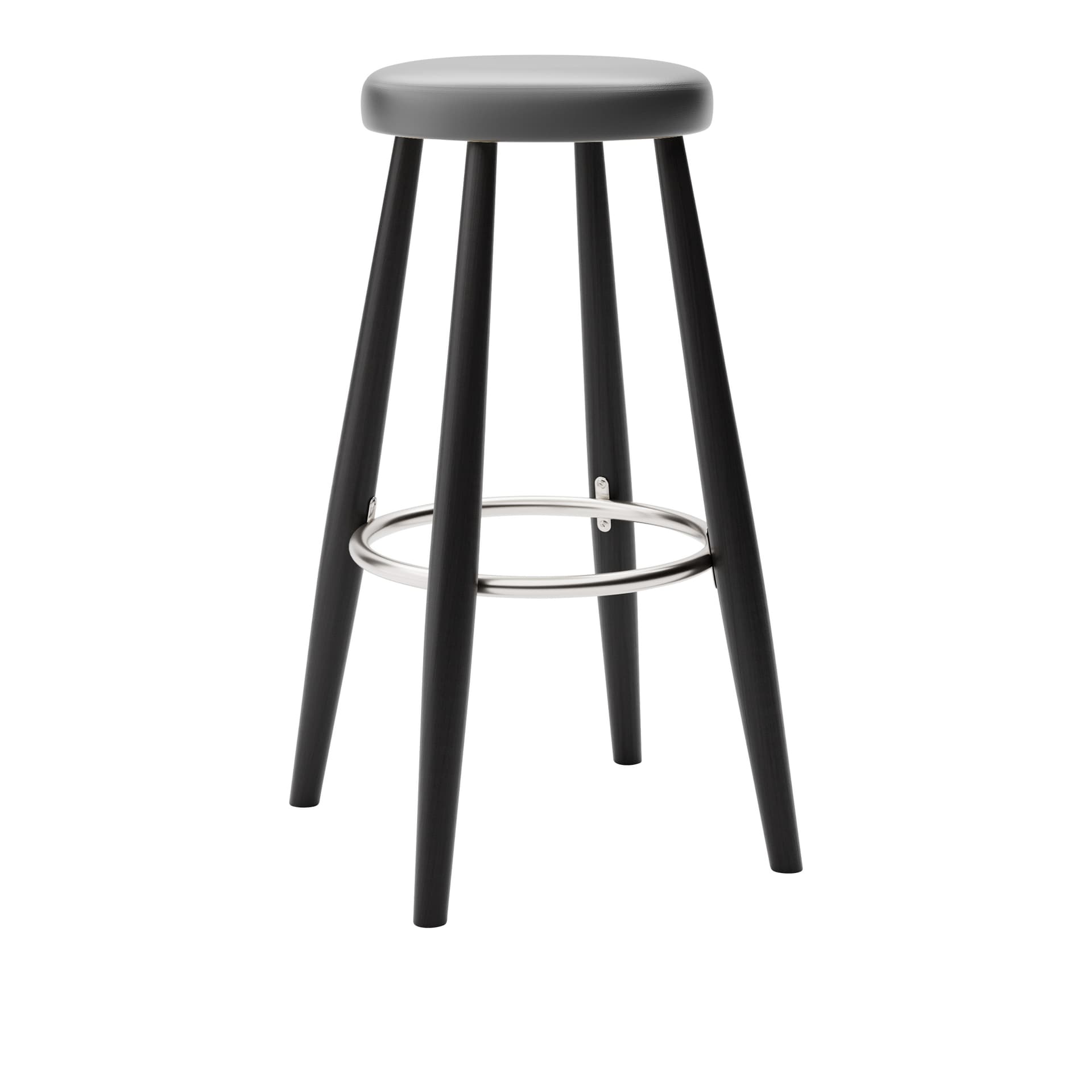 Carl Hansen - CH56 High Stool, Svartlackad Ek, Lädergrupp A Loke - 7150 - Barstoler & barkrakker - Hans J. Wegner - Svart - Lær/Metall/Tre
