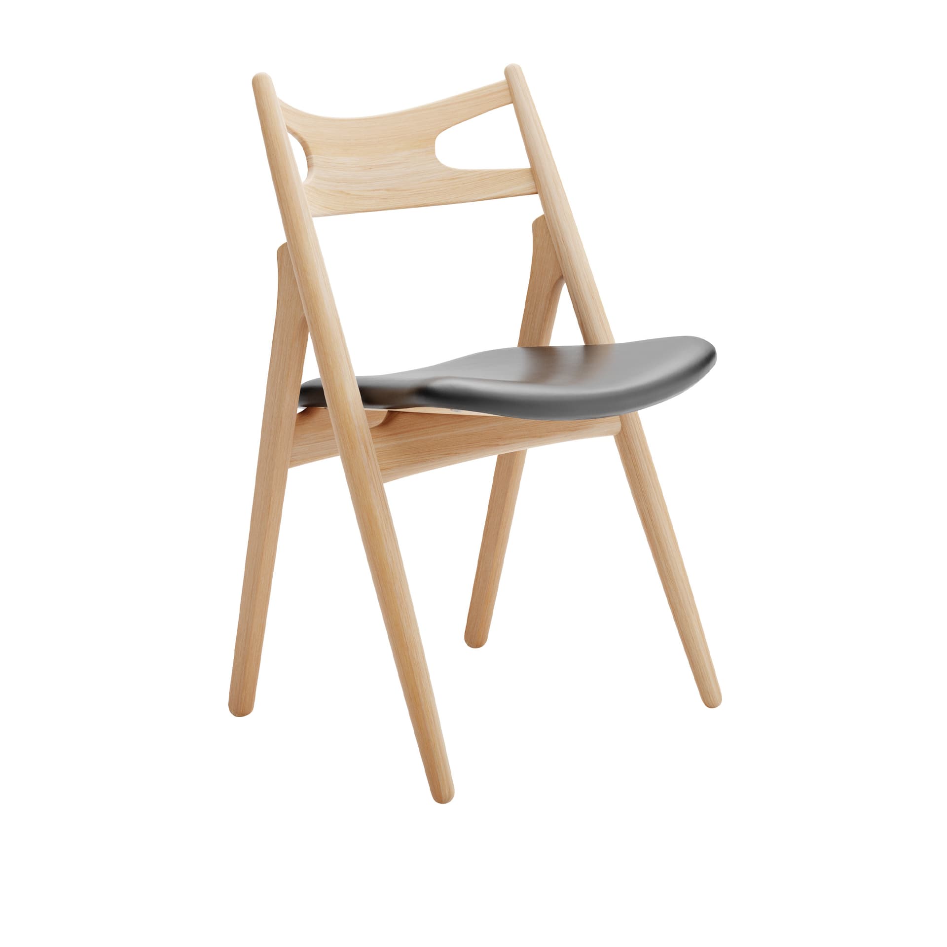 Carl Hansen - CH29P Sawbuck Chair, Oljad Ek, Lädergrupp C Sif - 98 - Spisestoler - Hans J. Wegner - Tre farget - Lær/Tre