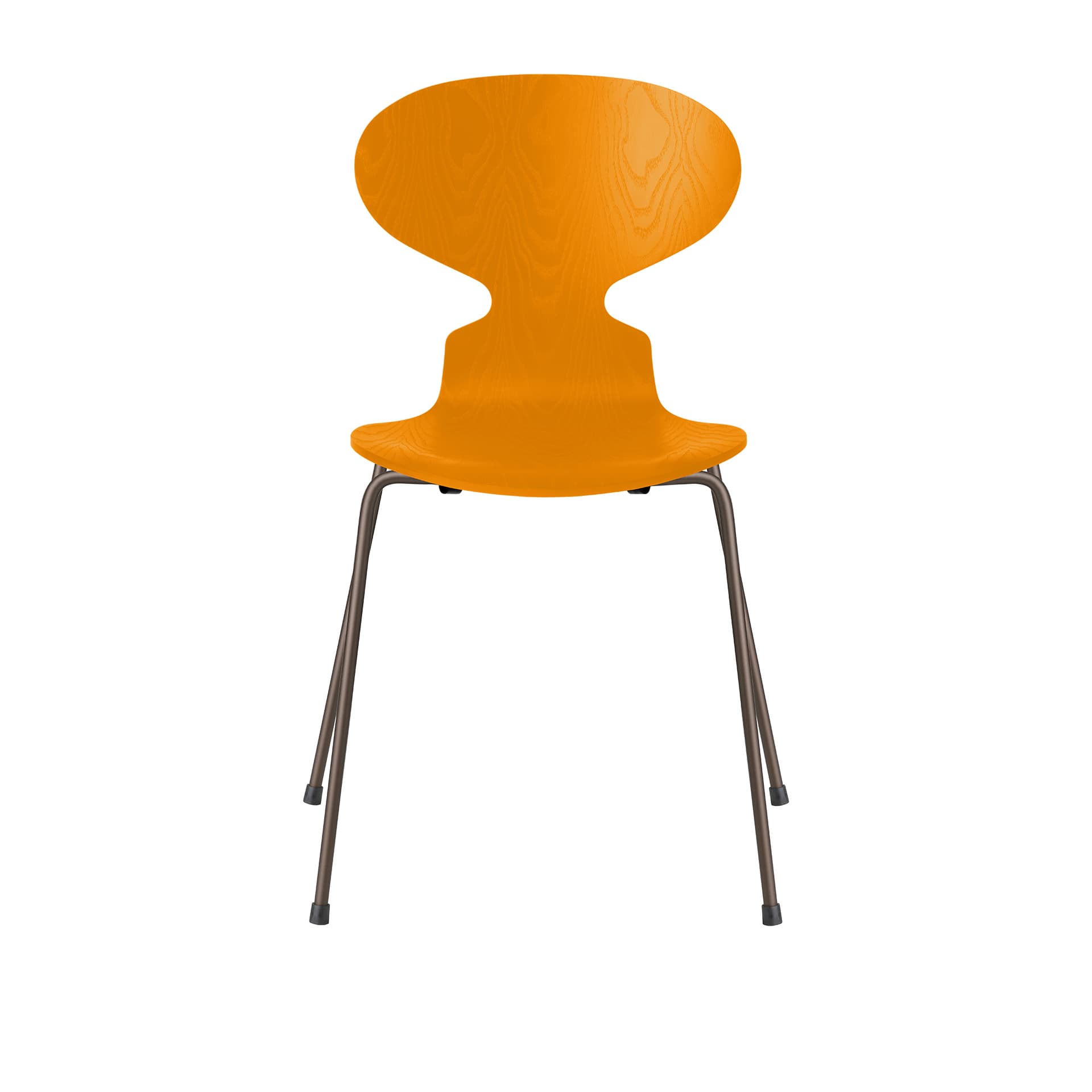 Fritz Hansen - Ant 3101 farget asketrefinér stålstativ brun bronse burnt yellow - Spisestoler - Arne Jacobsen - Gul - Metall/Tre