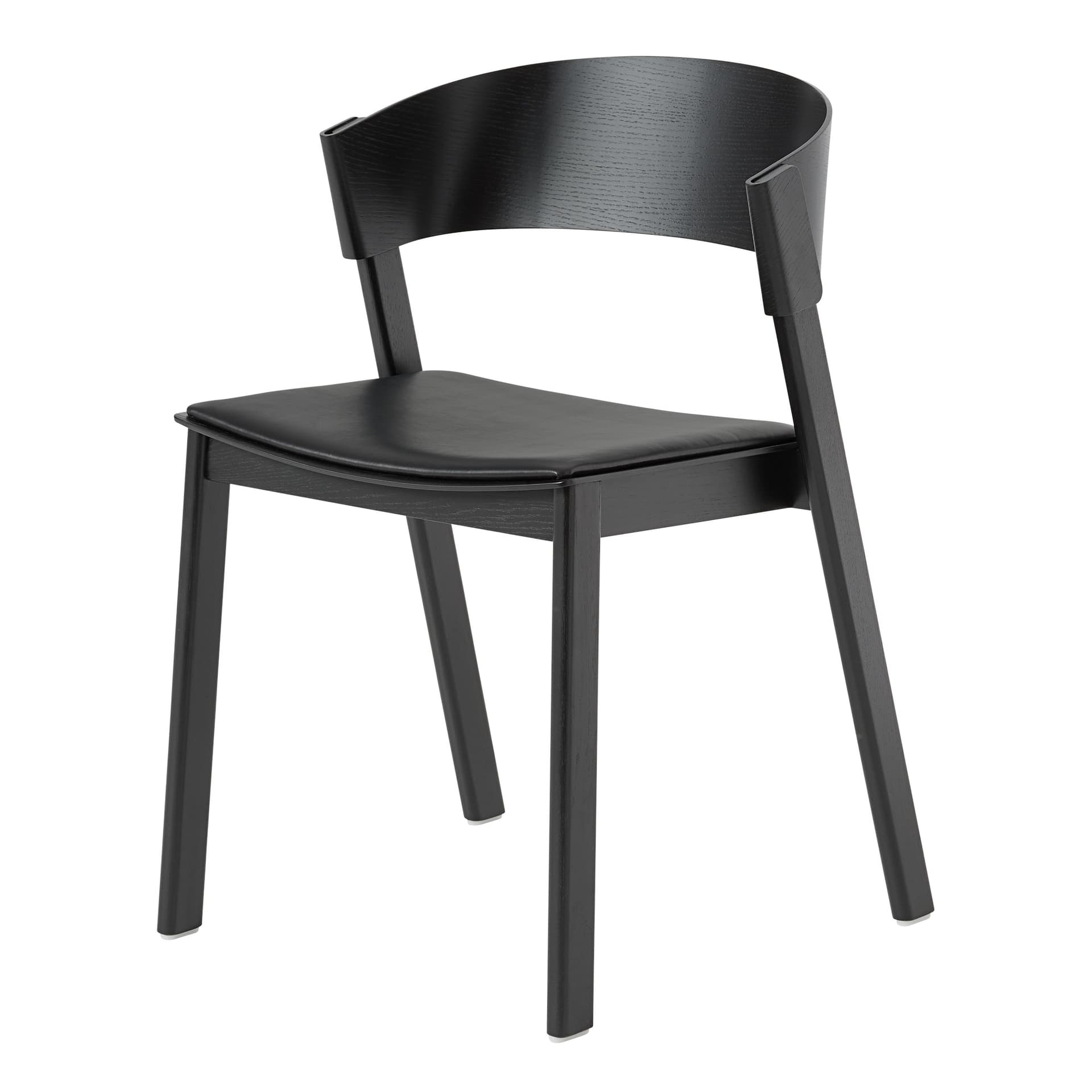 Muuto - Cover Side Chair Black/Black Refine Leather - Spisestoler - Thomas Bentzen - Svart - Lær/Tre