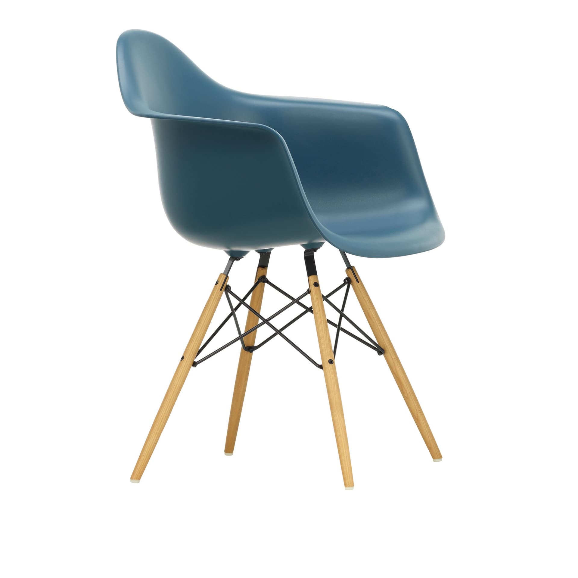 Vitra - Eames Plastic Armchair DAW - 83 Sea Blue - Ash Honey Tone - Spisestoler - Charles & Ray Eames - Blå - Metall/Tre/Plast