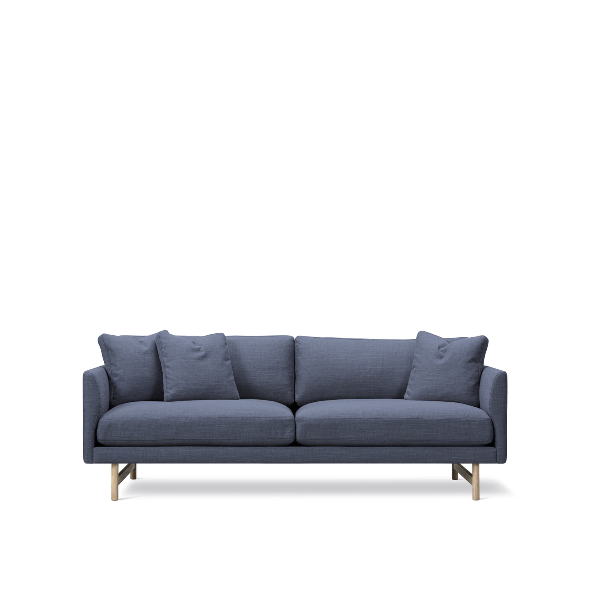 Fredericia Furniture - Calmo 2 Seater 95 Wood Base, Fabric 2 - Sunniva 783, Lacquered oak - Sofaer - Hugo Passos - Blå