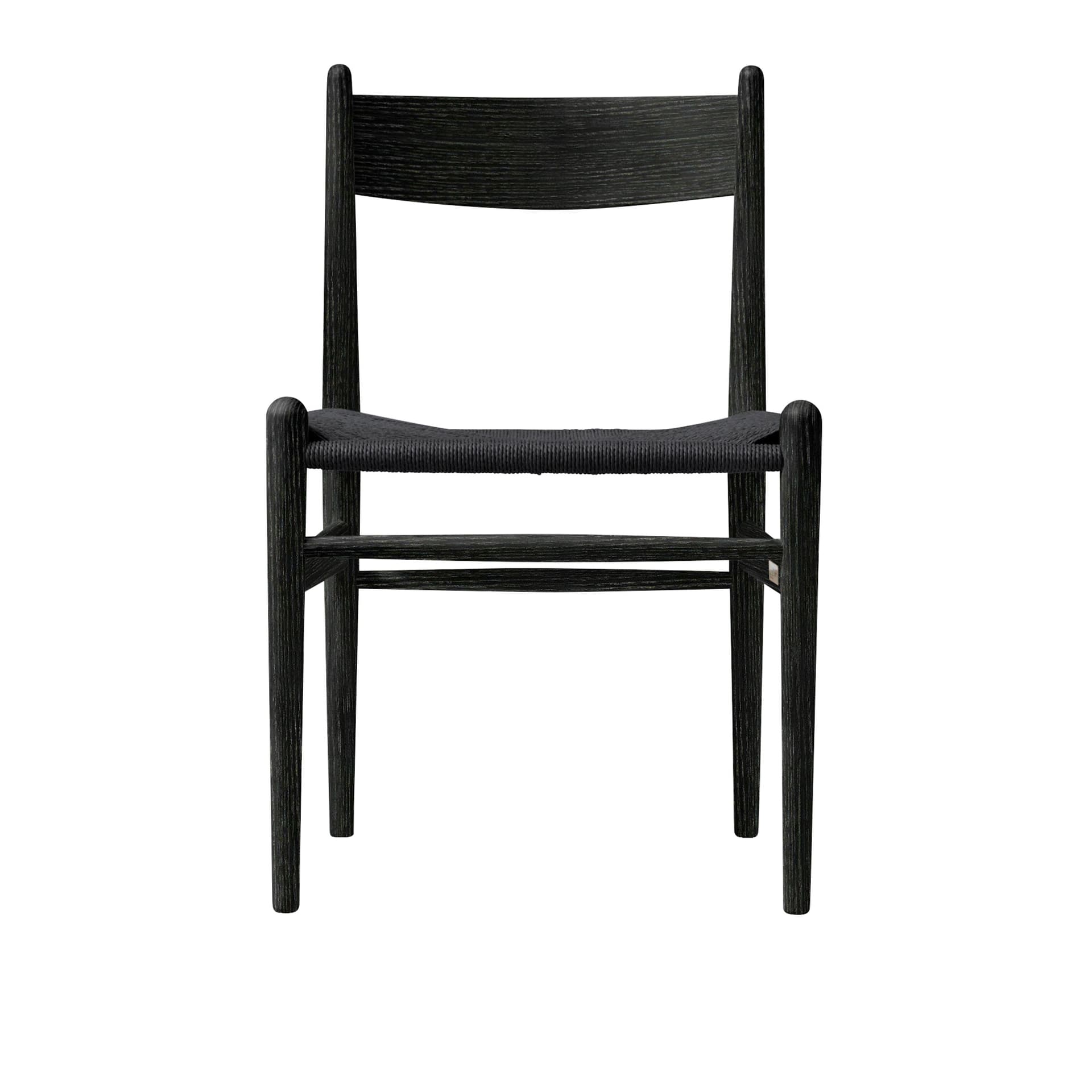 Carl Hansen - CH36, Svartlackad Ek, Svartflätat papperssnöre - Spisestoler - Hans J. Wegner - Svart - Papir/Tre