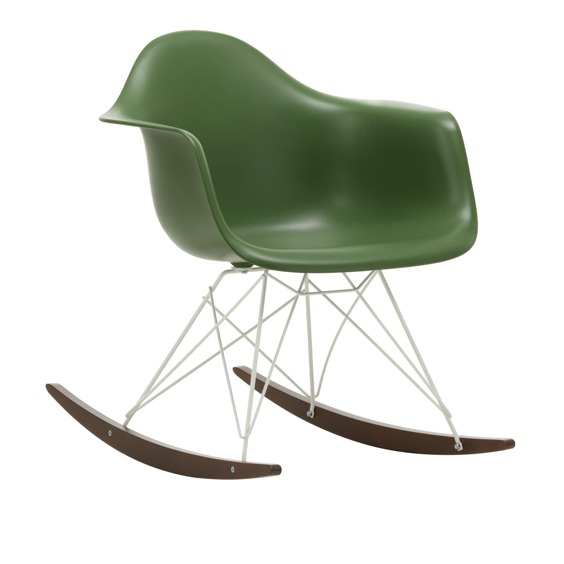 Vitra - Eames Plastic Armchair RAR - 48 Forest - White Base - Dark Maple - Lenestoler - Charles & Ray Eames - Grønn - Metall/Tre/Plast