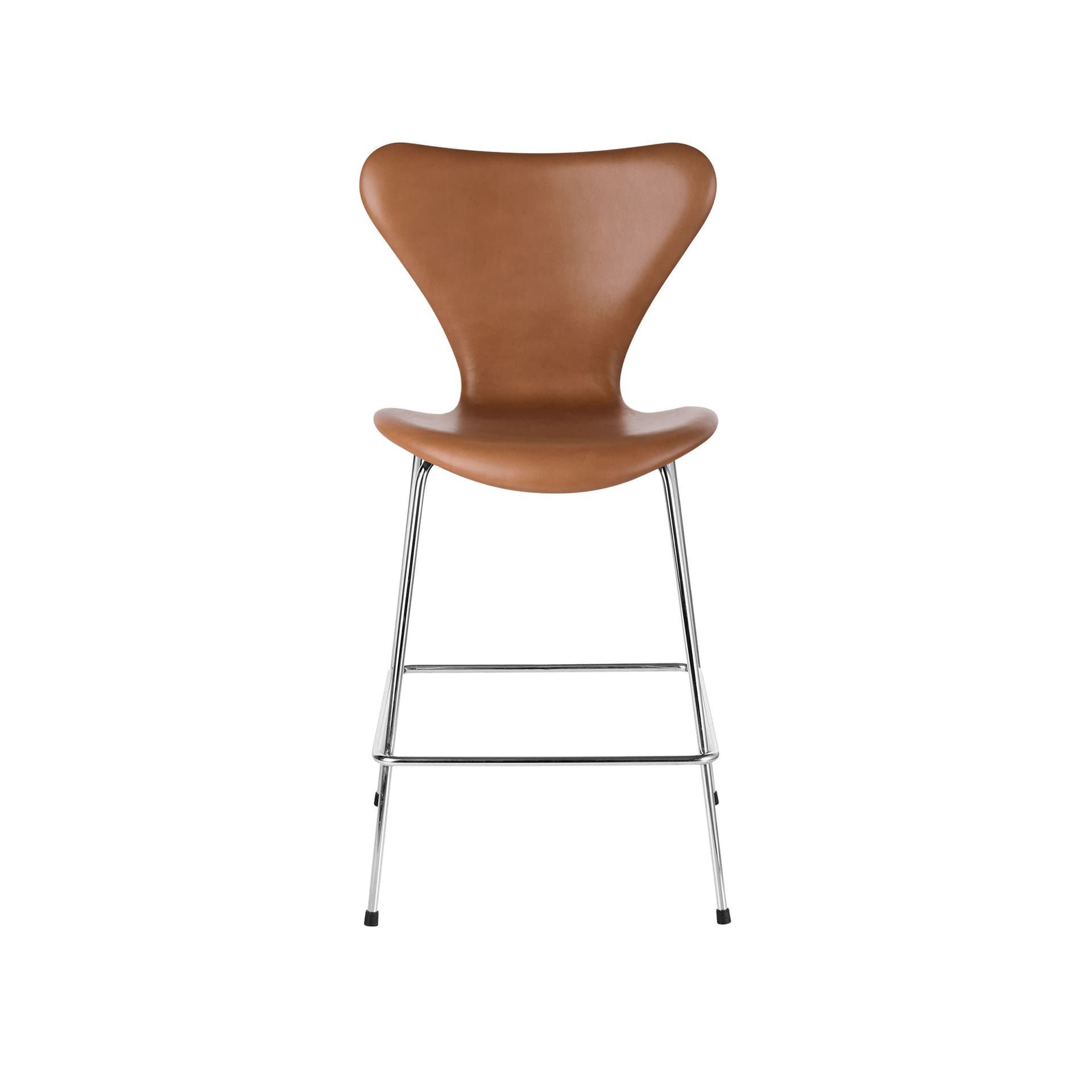 Fritz Hansen - 3187 Sjuan - Helklädd, Läder, Grace Walnut - Barstoler & barkrakker - Arne Jacobsen - Brun - Lær/Metall/Tre