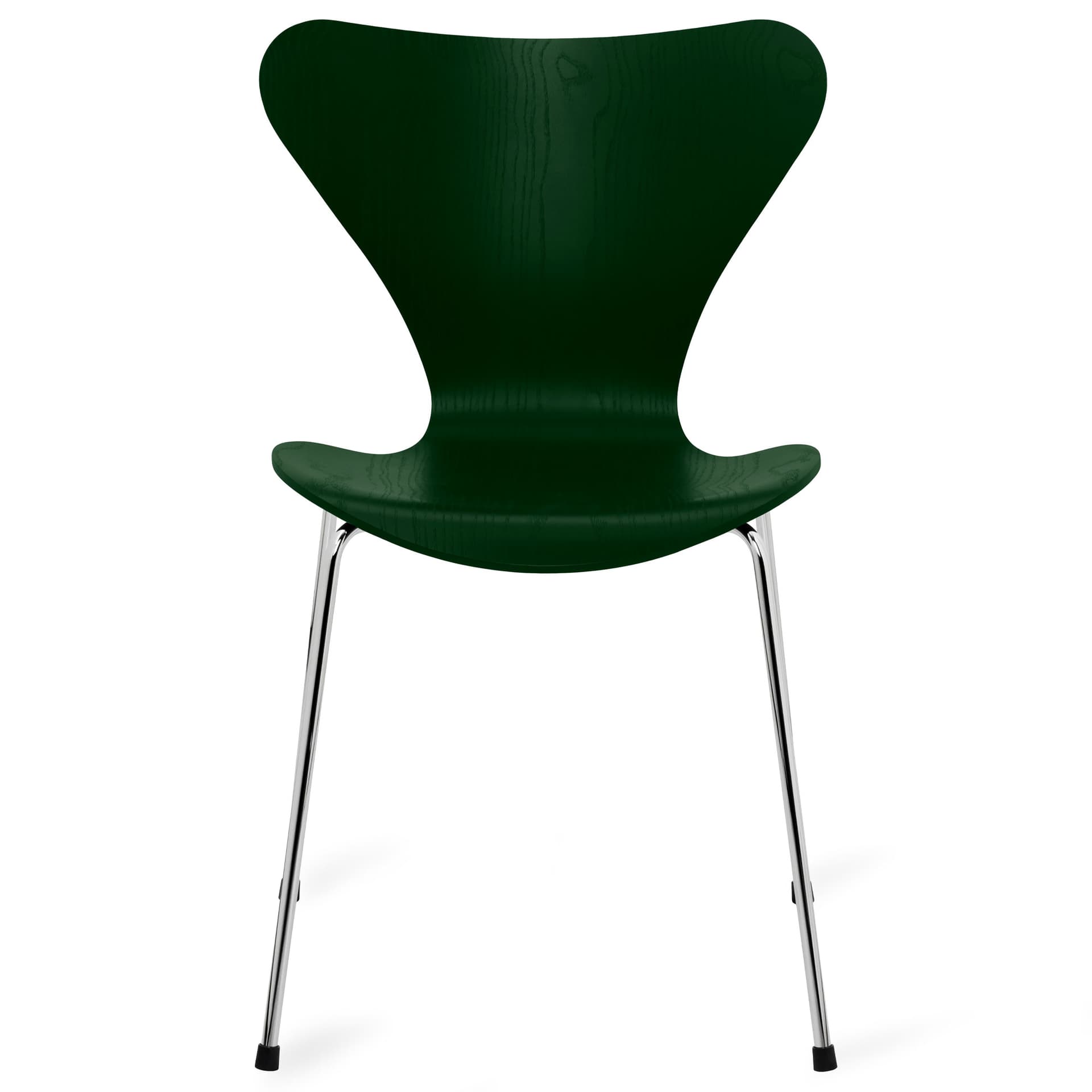 Fritz Hansen - Series 7 stol 3107 farget askfiner stålram krom evergreen - Spisestoler - Arne Jacobsen - Grønn - Metall/Tre