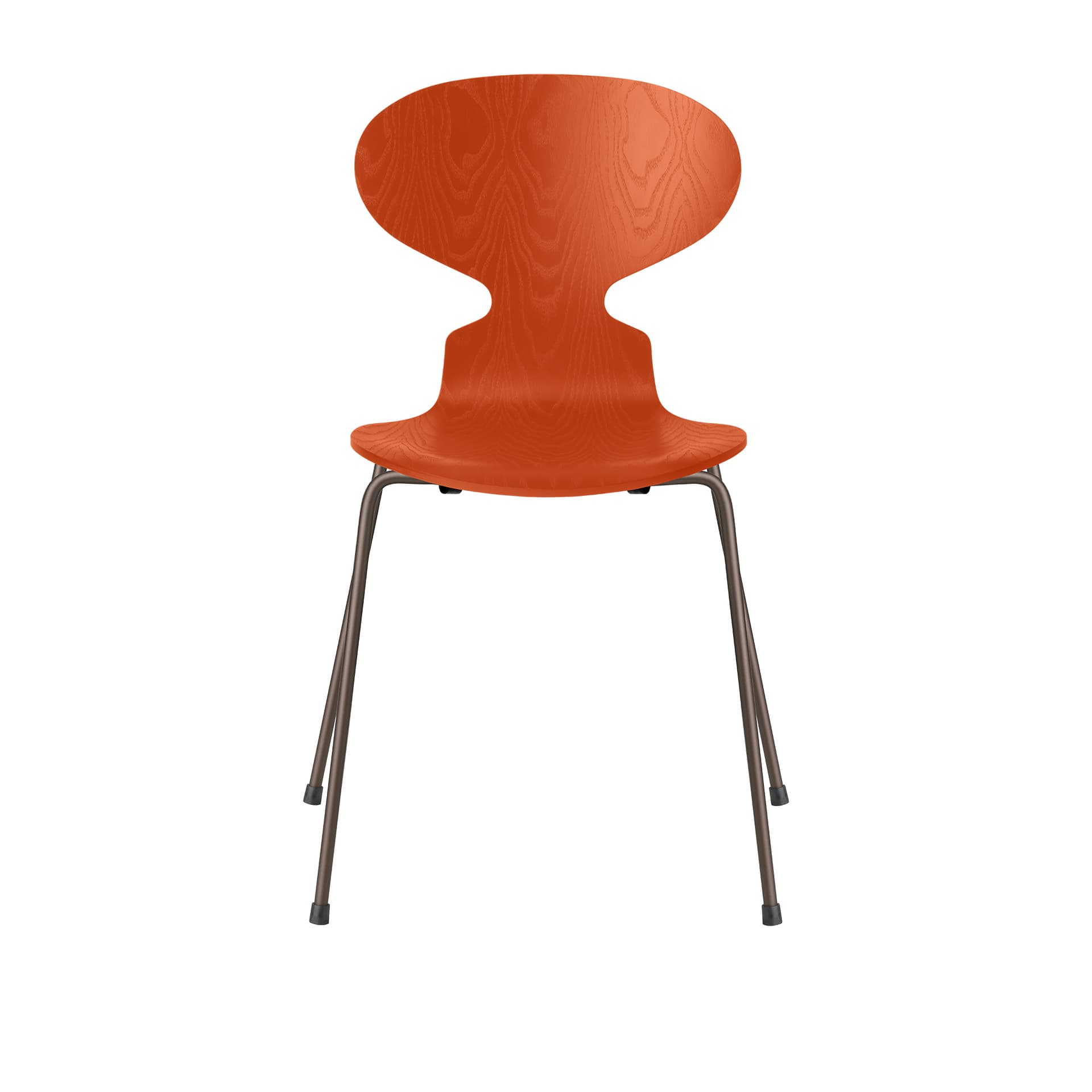 Fritz Hansen - Ant 3101 farget asketrefinér stålstativ brun bronse paradise orange - Spisestoler - Arne Jacobsen - Oransje - Metall/Tre