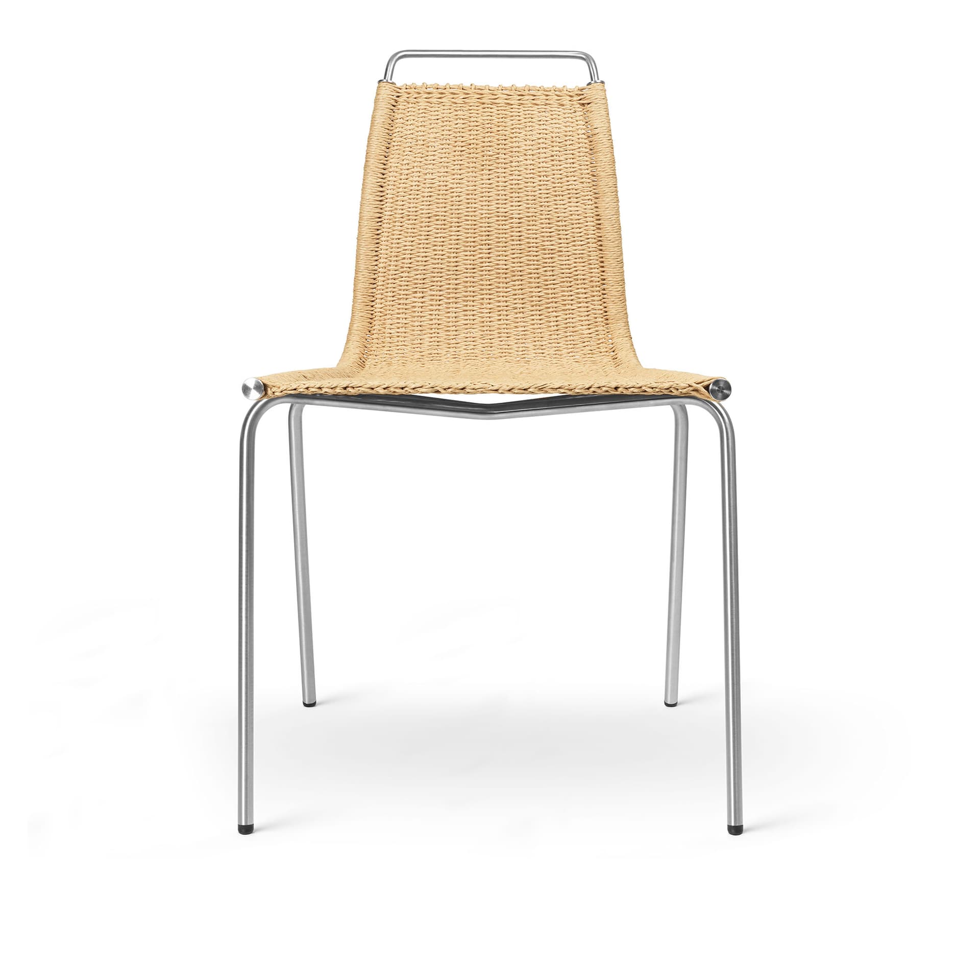 Carl Hansen - PK1 stol Rustfritt stål Naturpapirsnor 2,5 mm Hard glid - Spisestoler - Poul Kjærholm - Sølv - Metall