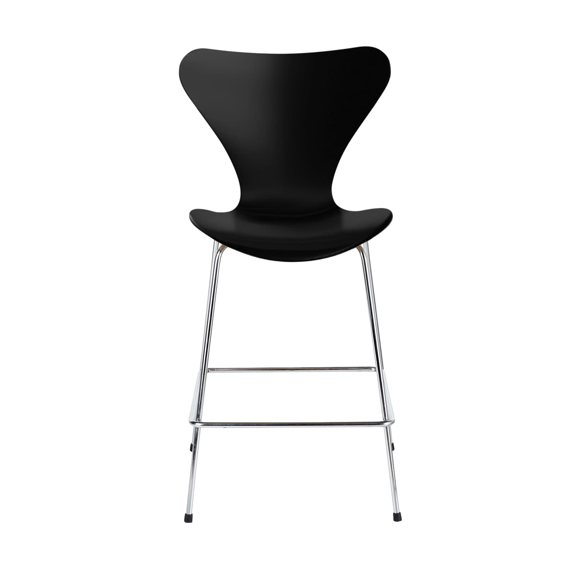 Fritz Hansen - 3187 Sjuan, Lackerad bokfanér, Svart - Barstoler & barkrakker - Arne Jacobsen - Svart - Metall/Tre