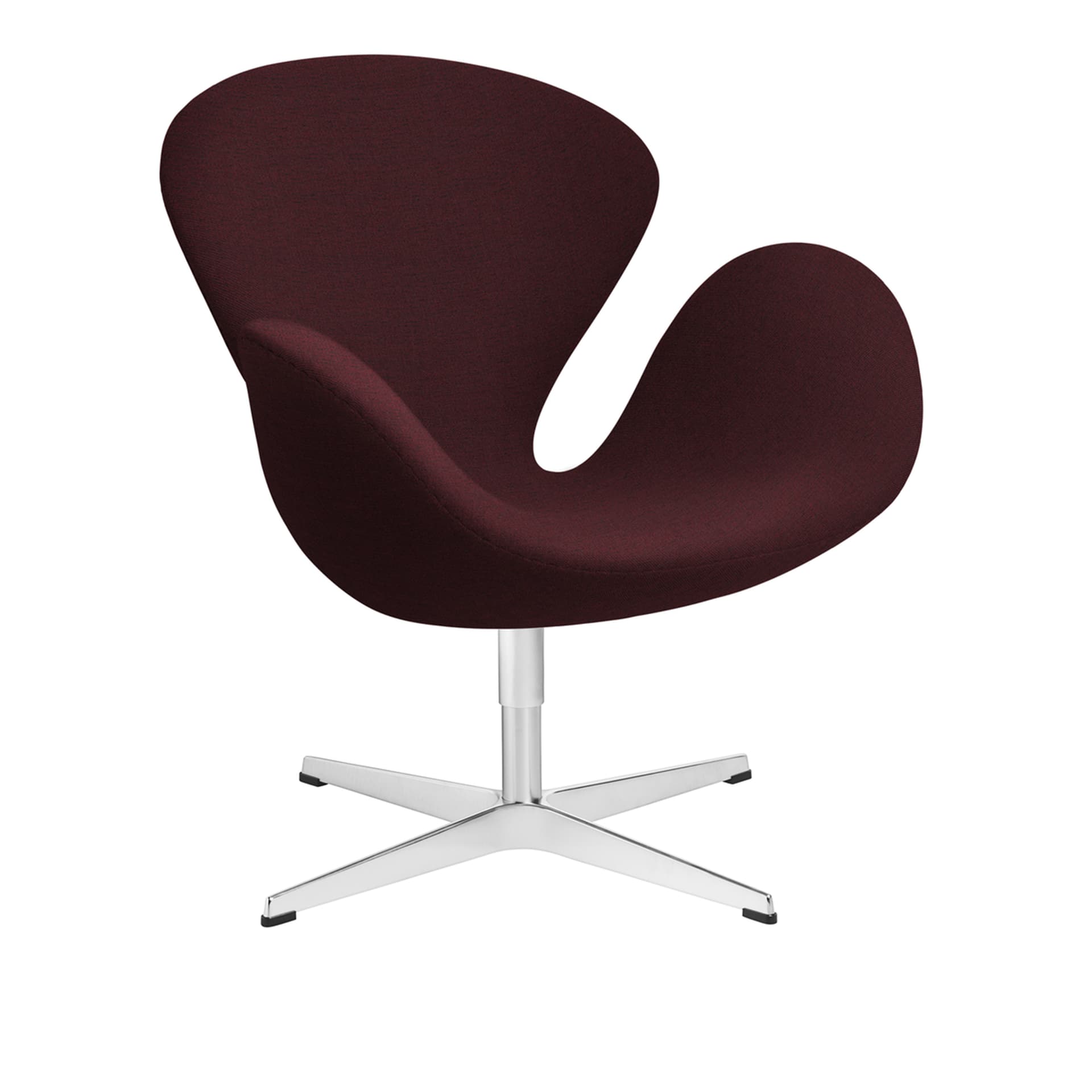 Fritz Hansen - 3320 Svanen Fåtölj, Red 1141 Christianshavn Fabric, Snurrbar stjärnfot - Svingbare lenestoler - Arne Jacobsen - Rød - Metall/Skum/Ull