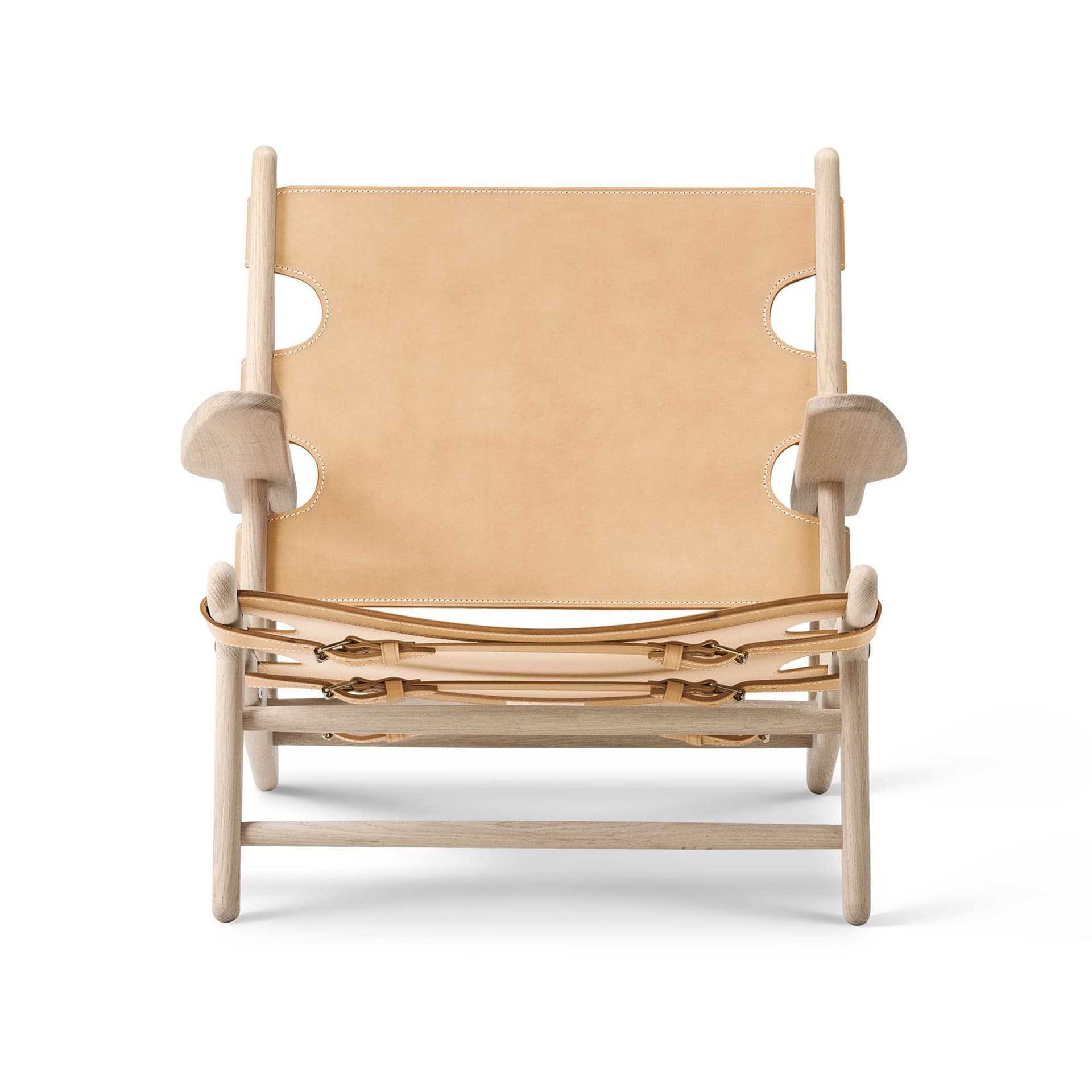 Fredericia Furniture - The Hunting Chair Oak soap / Natural leather - Lenestoler - Børge Mogensen - Beige - Lær/Tre
