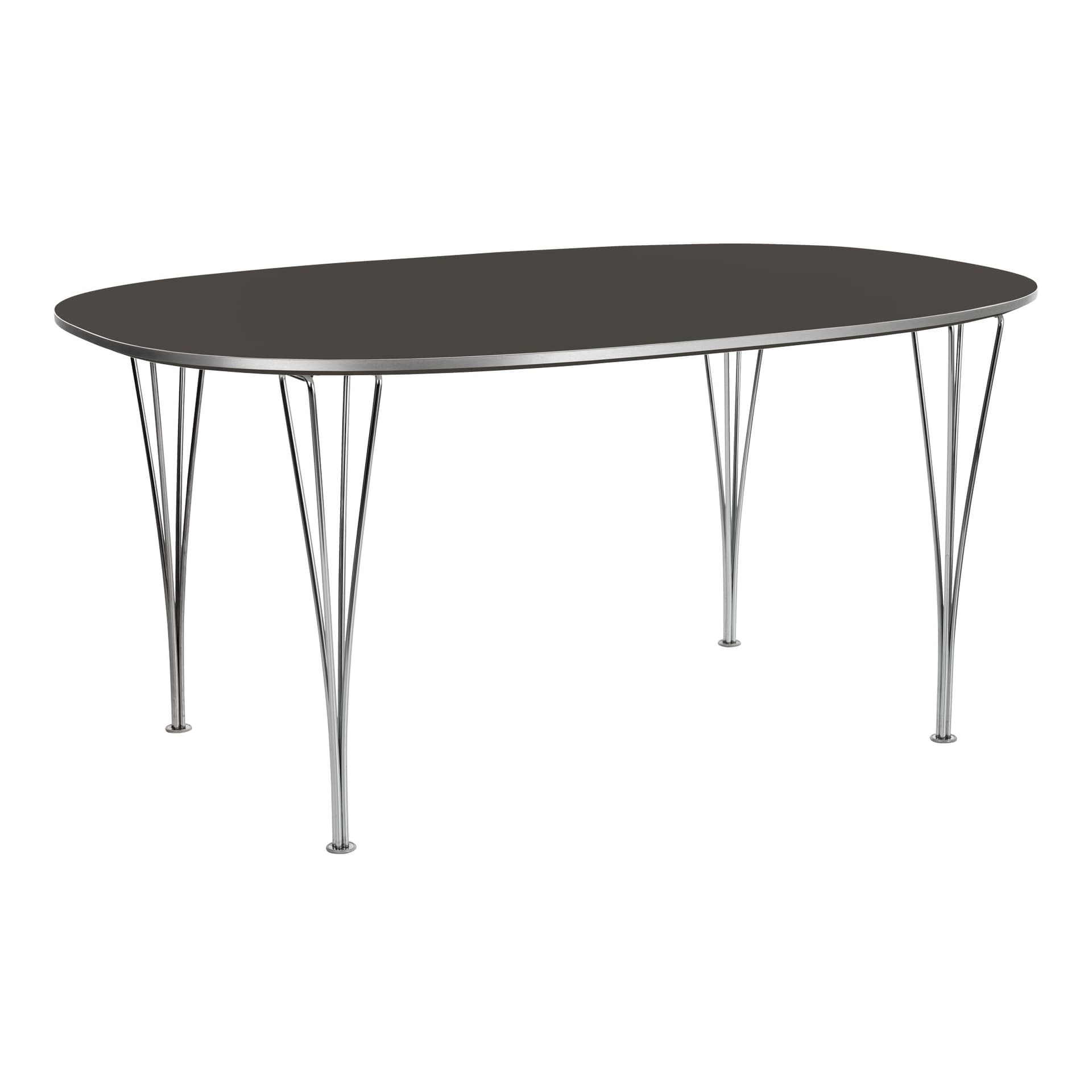 Fritz Hansen - Superellips B617 – 300x130 cm Grey Bromo/Chrome - Spisebord - Arne Jacobsen,Bruno Mathsson,Piet Hein - Grå - Metall/Tre