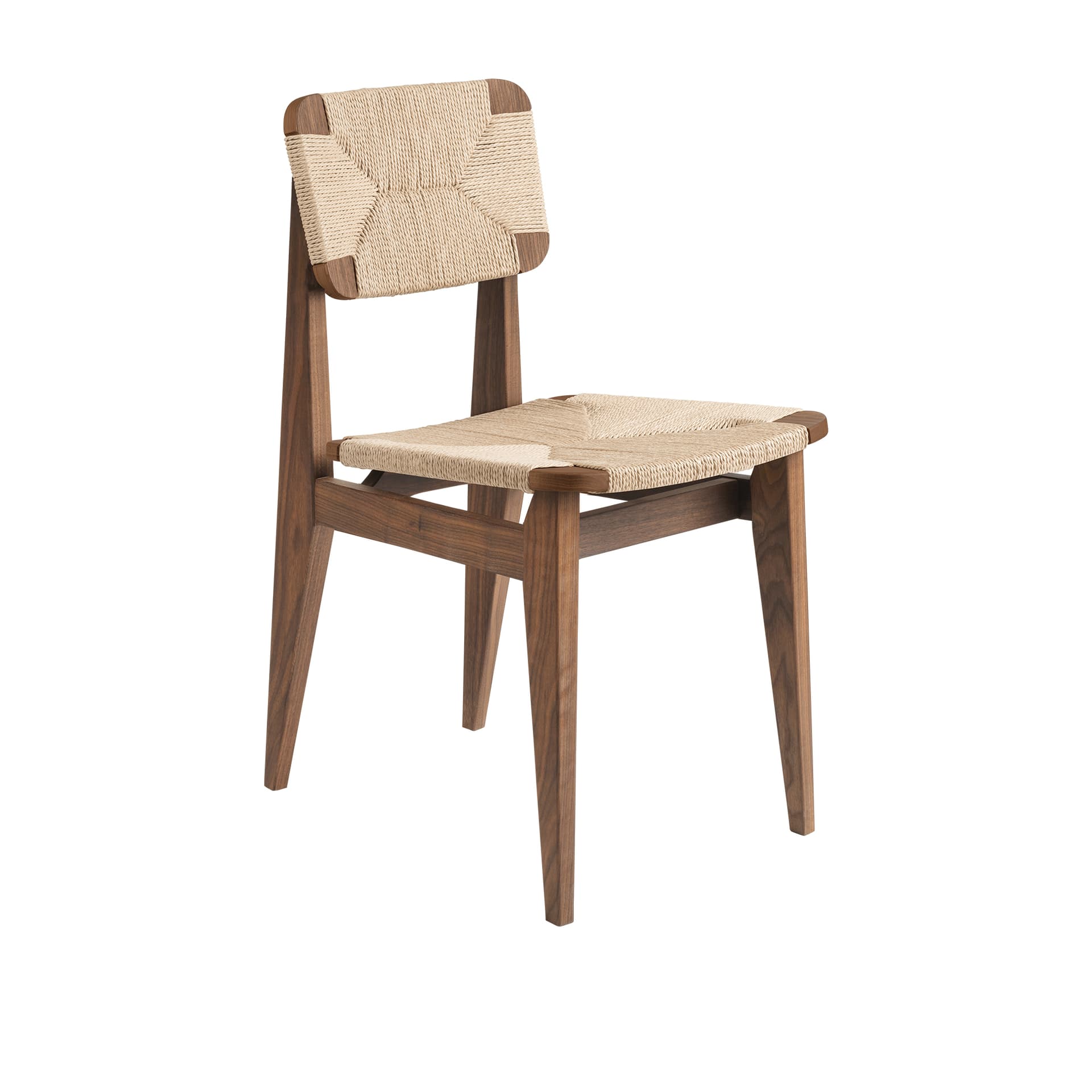 GUBI C-Chair stol American walnut, naturflettet sete og rygg