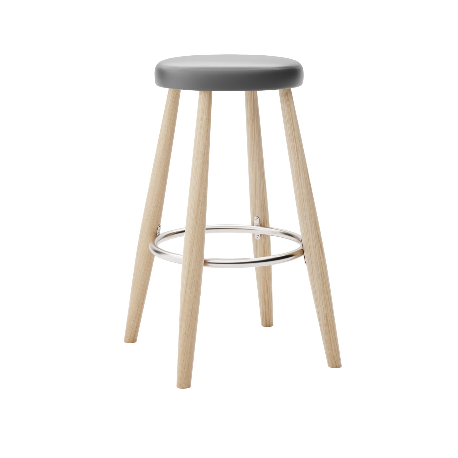 Carl Hansen - CH58 Low Stool, Vitoljad Ek, Lädergrupp B Thor - 359 - Barstoler & barkrakker - Hans J. Wegner - Tre farget - Lær/Metall/Tre