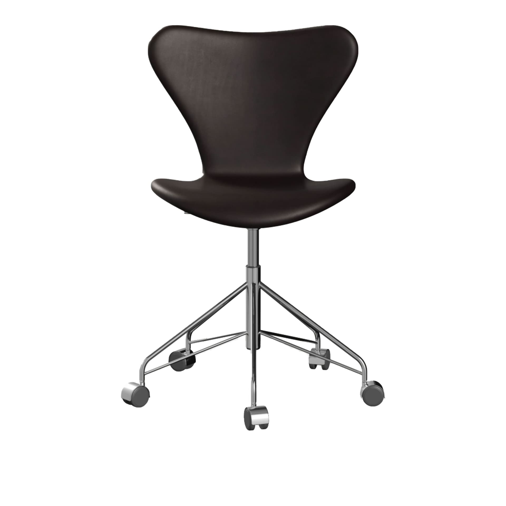 Fritz Hansen - 3117 Sjuan - Helklädd, Läder, Grace Dark Brown - Kontorstoler - Arne Jacobsen - Brun