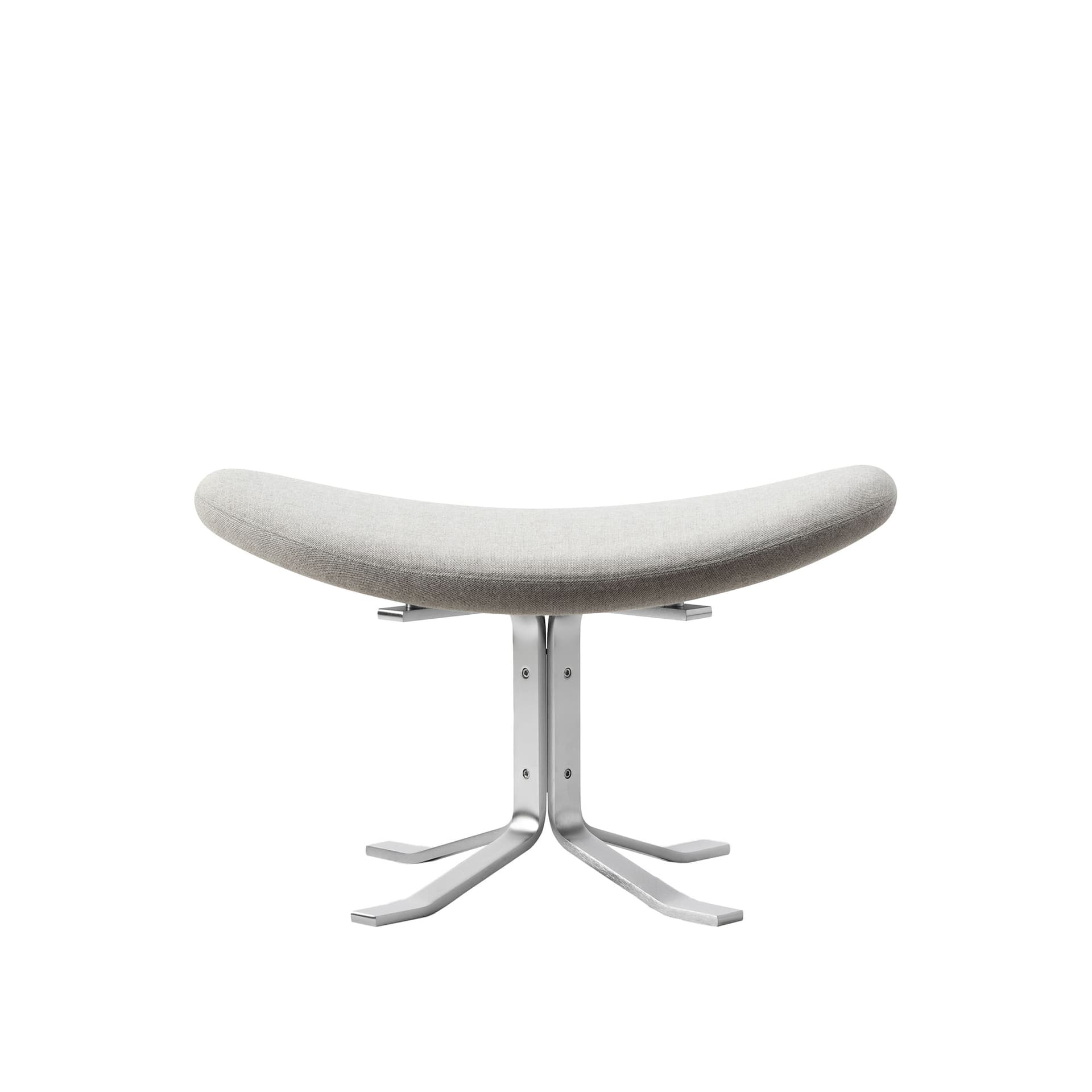 Fredericia Furniture - Corona Ottoman, Brushed Chrome, Fabric Cat. 1 Capture 4101 - Skamler & Taburetter - Poul M. Volther - Svart