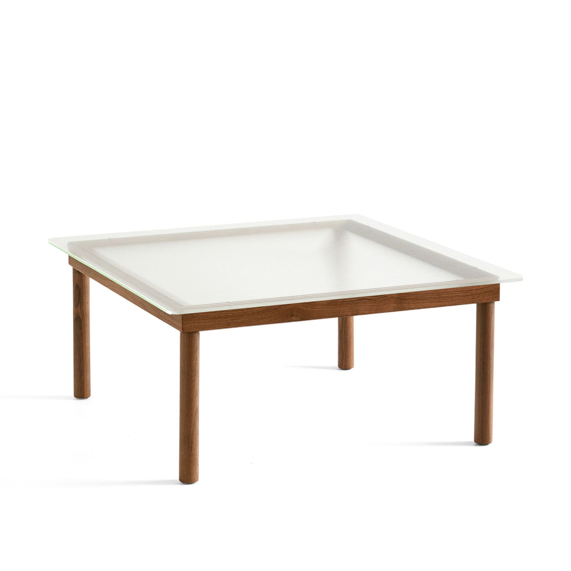 HAY - Kofi Water-Based Lacquered Walnut Frame W. Clear Reeded Glass Tabletop 80X80 - Sofabord - Martin Solem