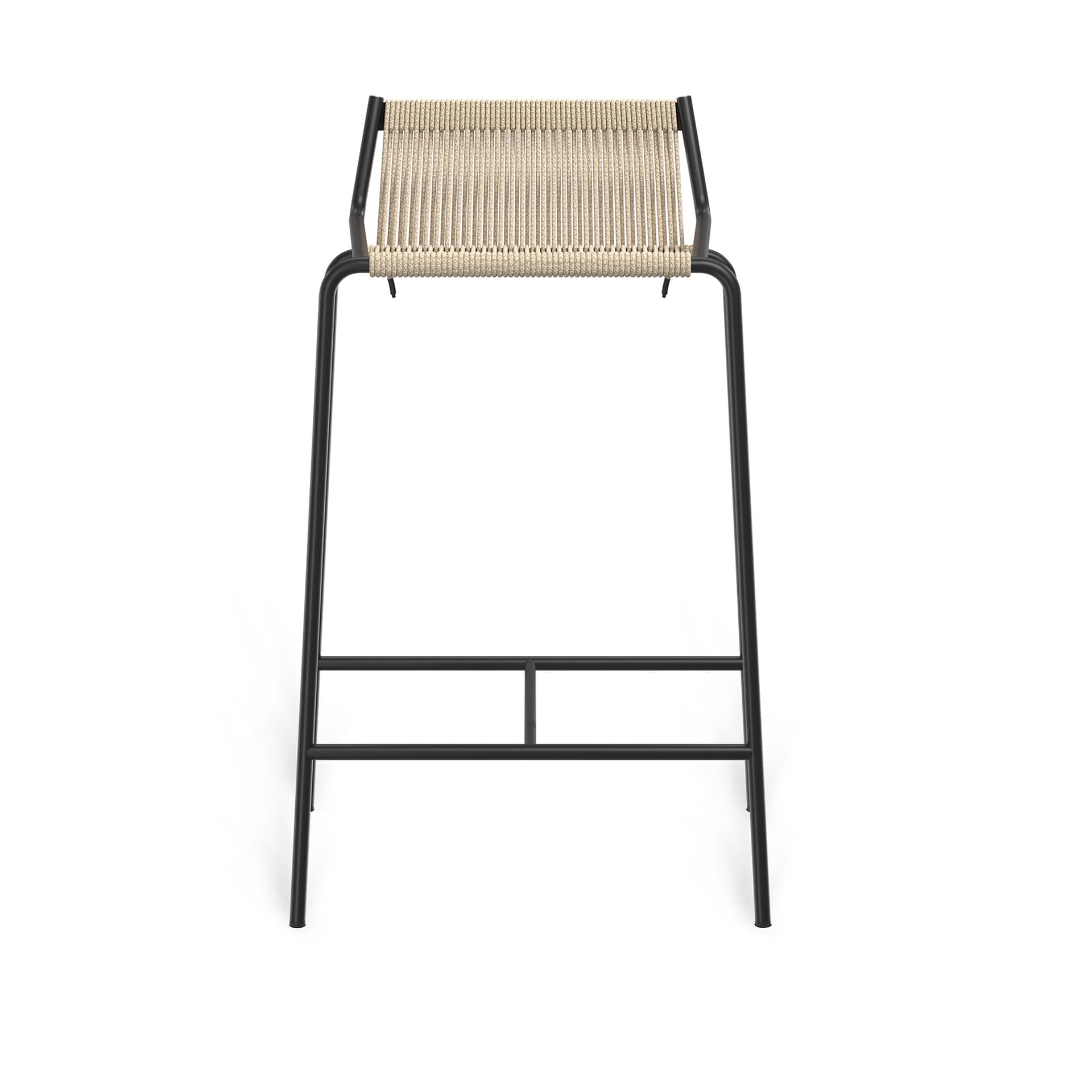 Thorup Copenhagen - Noel Counter Chair H67, Black cowder coated steel base, Upholstered seat and back, linen flag halyard, nature - Spisestoler - Kasper Thorup - Svart - Metall/Tekstilmateriale