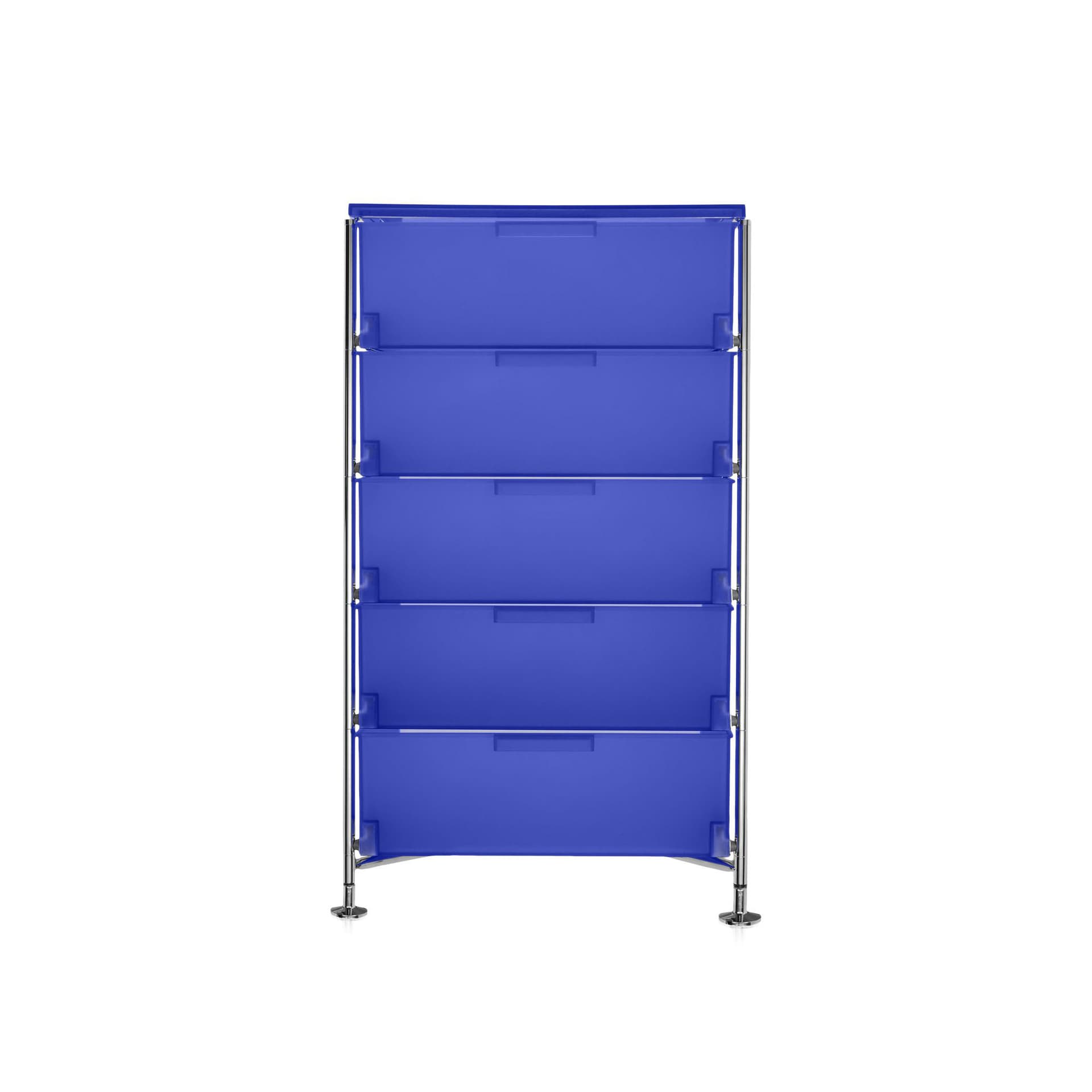 Kartell - Mobil System 2035, Cobalt, 5 Containers, Feet - Skuffeseksjoner - Antonio Citterio - Blå - Metall/Plast