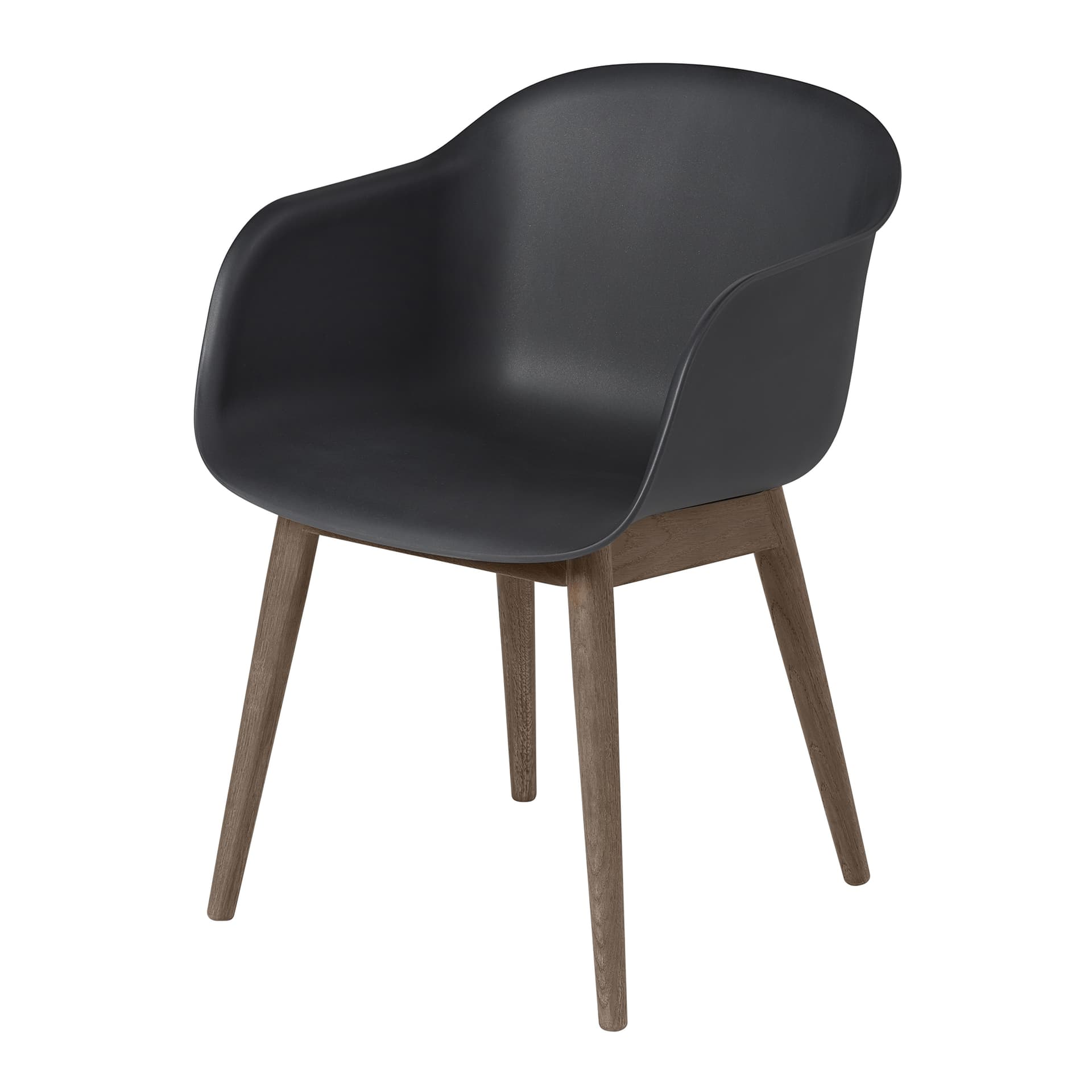 Muuto - Fiber Armchair Wood base Black / Stained Dark Brown - Spisestoler - Iskos-Berlin - Svart - Tre/Syntetisk materiale
