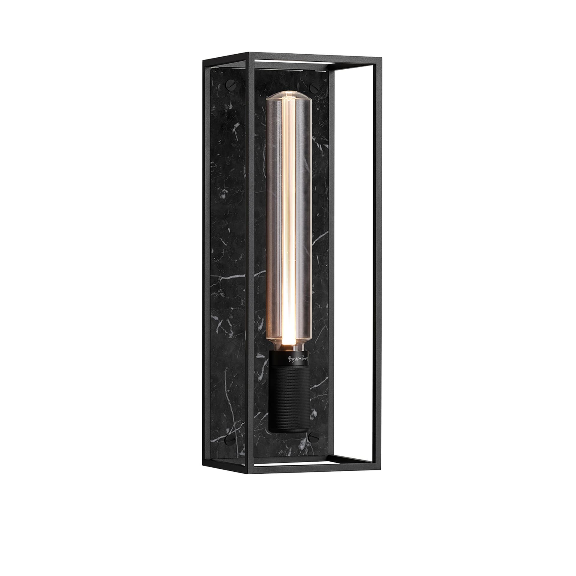 Buster + Punch - Caged Wall 1.0 Large - Satin Black Marble, Buster Bulb Tube - Vegglamper - Massimo Buster Minale - Svart - Metall/Stein